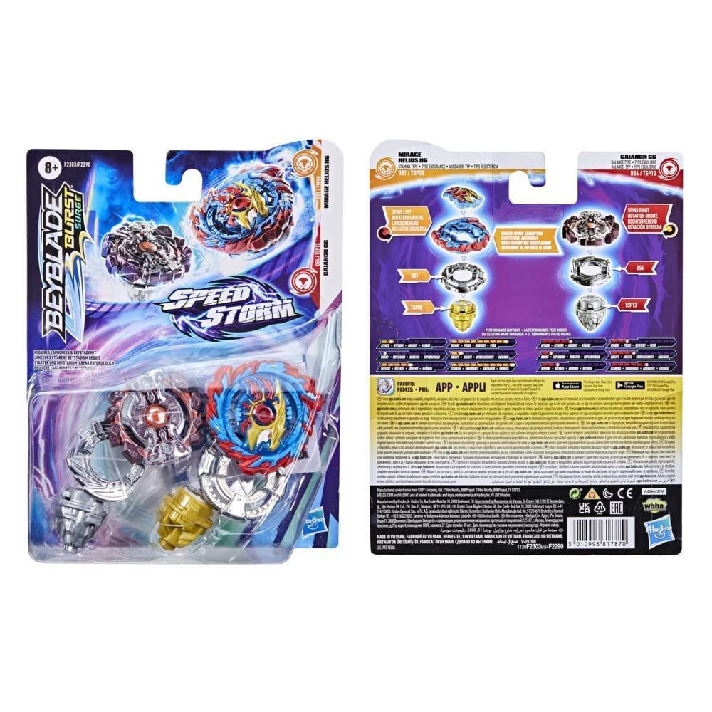Hasbro Beyblade Bey SPS - Peonzas, Mirage Helios H6 y Gaianon G6