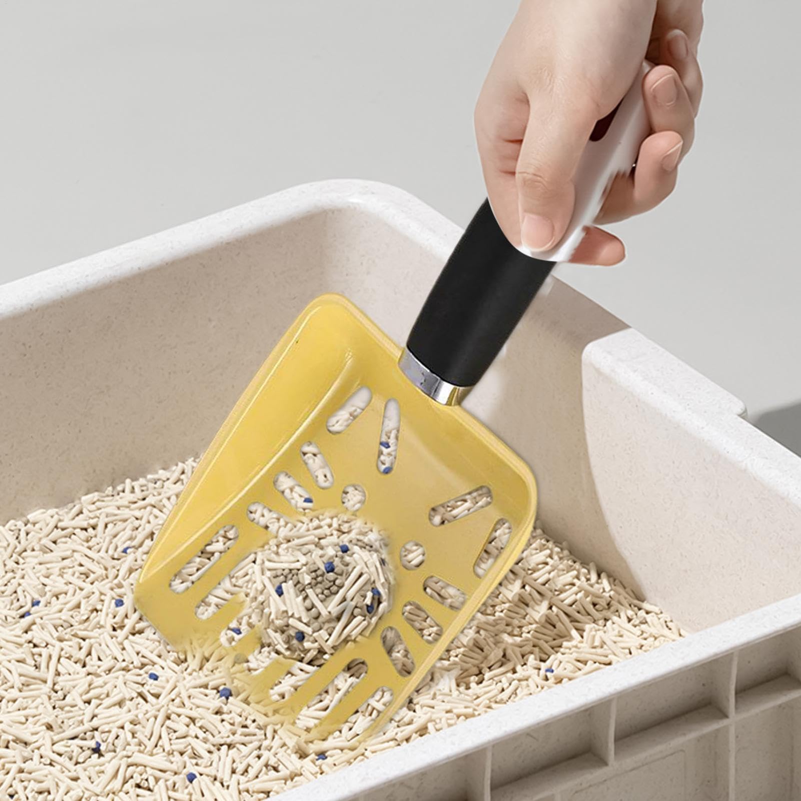 Pala para Arena de Gato, Pala for Arena portátil de Acero Inoxidable con Mango for Inodoro, Bandeja for Aprendizaje, Interior y Exterior