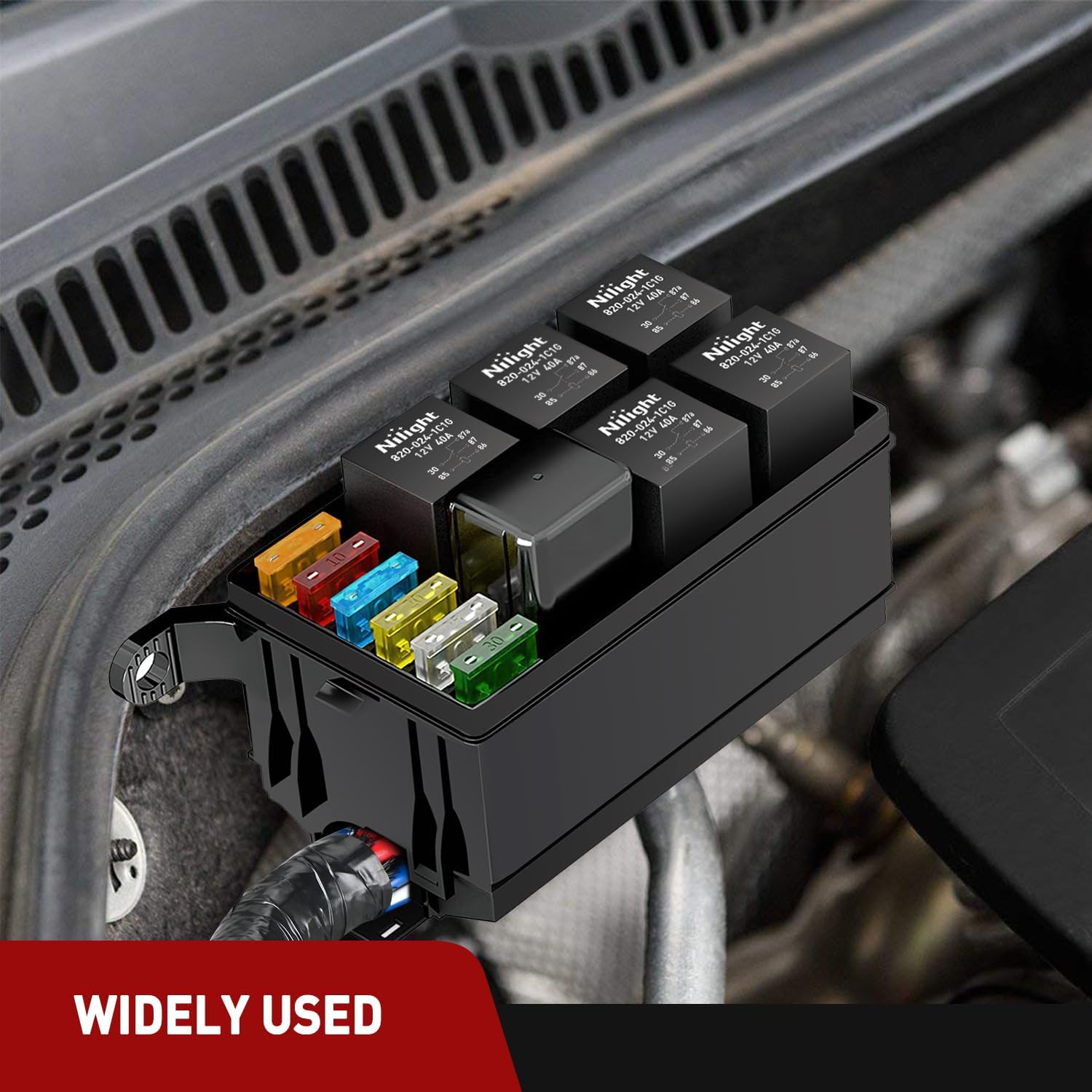 Nilight 12V Fuse Relay Box 6 Relays 6 Slots ATC/ATO Blade Fuse Holder 4Pin 5Pin Terminal 40A Relay Pre-Wired Waterproof Block Kit Universal for Automotive Car Truck Camper Boat