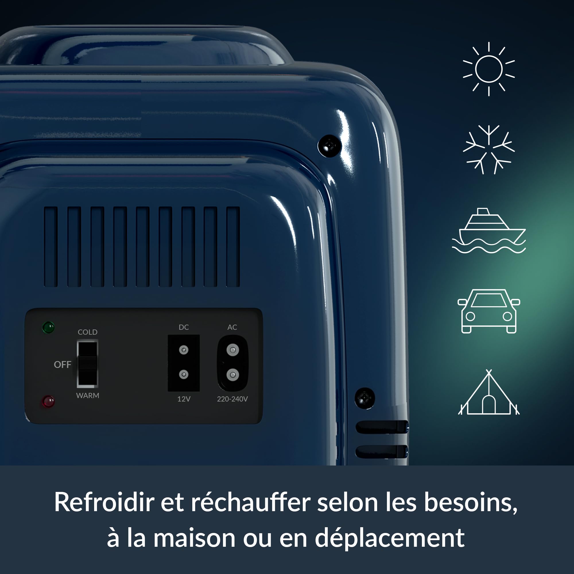 ARCTIC Mini-réfrigérateur 4L 12V DC 220V AC refroidissement chauffage pour voiture bureau camping Bleu
