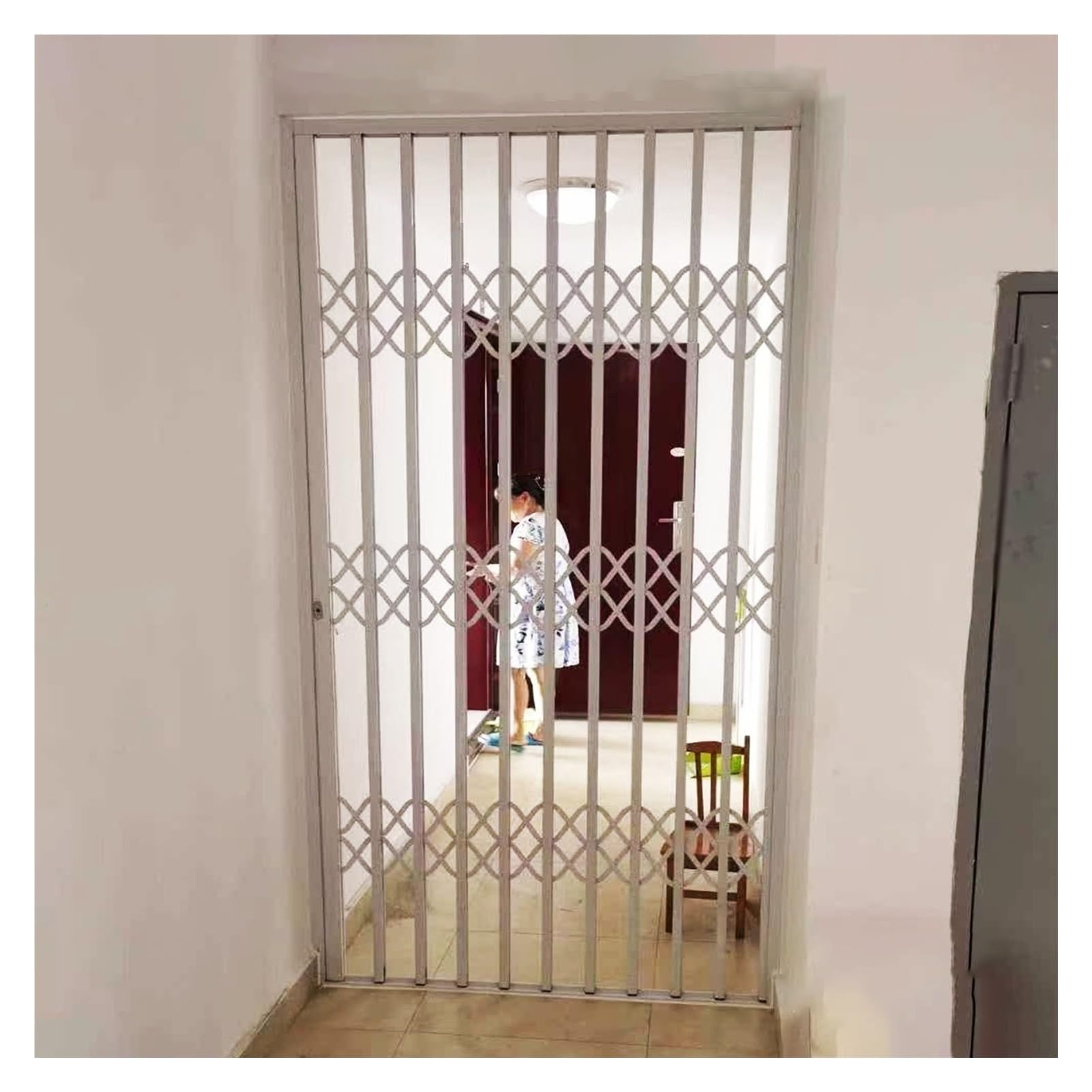 Rejillas de seguridad plegables para ventanas de entrada al aire libre, riel de seguridad para bebés para puertas y ventanas con cerradura (60 x 220 cm) - Duradero, fácil de instalar, protege a los