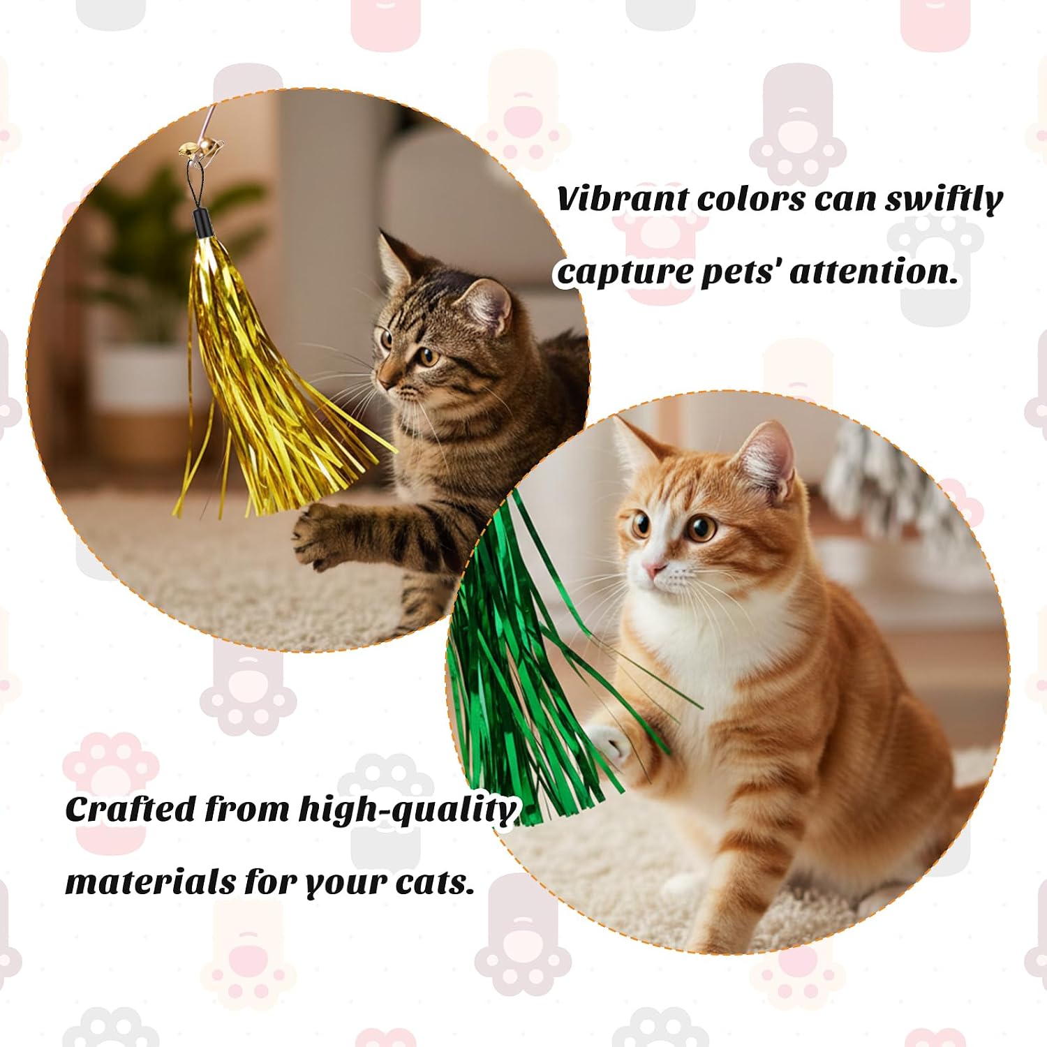 6 Pcs Cat Ribbon Toy, 9 Inches Replaceable Cat Teaser Toy image 4