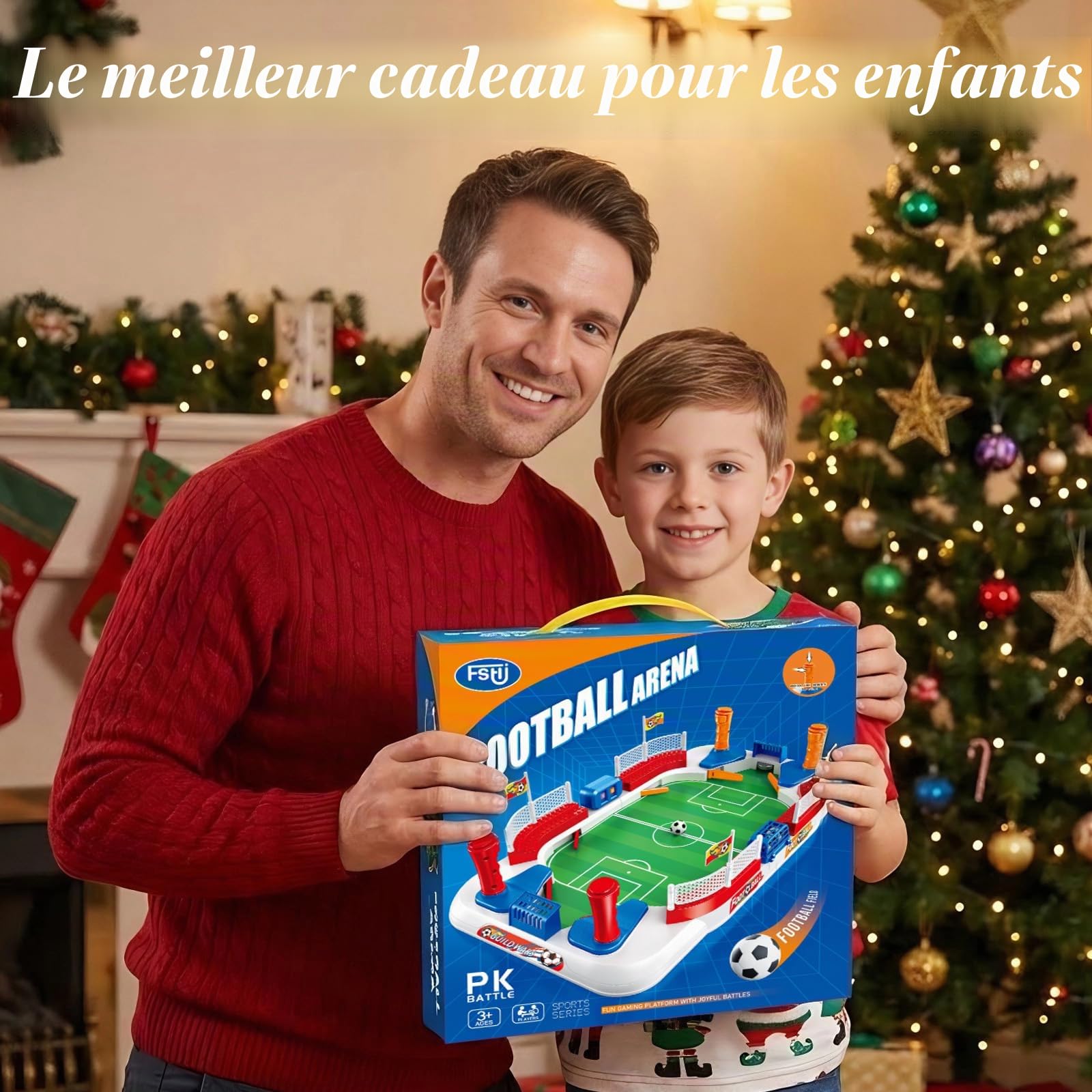 Mini Baby Foot,Baby Foot Enfant,Babyfoot avec 2 Football,Compteur Manuel,Autocollant,Babyfoot Enfant Jeux De Société Cadeau pour Enfants 4-10 Ans,Famille Cadeau De Fête Noël & Anniversaire