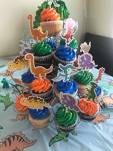 Miniatura 4 de ALISSAR Paquete de 35 piezas de decoración de cupcakes de dinosaurio para bebés, decoración de pastel de dinosaurio para niños, cumpleaños, baby