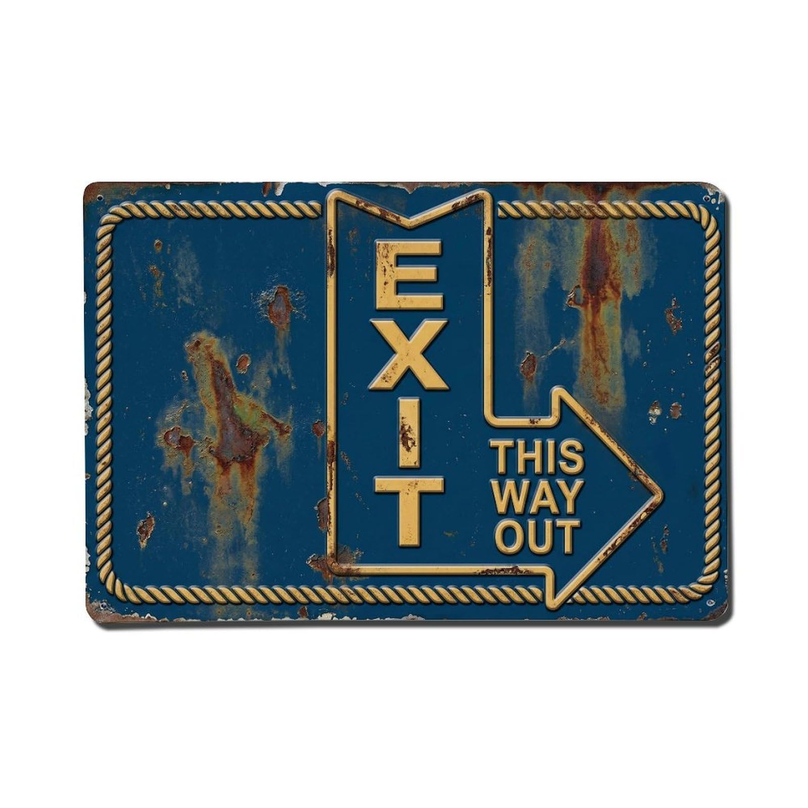Exit This Way Out Doorway Marker Vintage Metal Tin Sign Plaque Wall Decor for Cafe, Club, Garden Metal Poster 8x12Inch