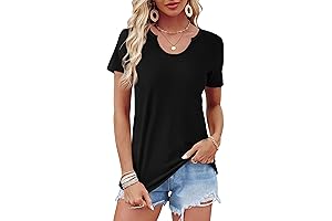 Women's Comfy Casual Short Sleeve Black Shirt
