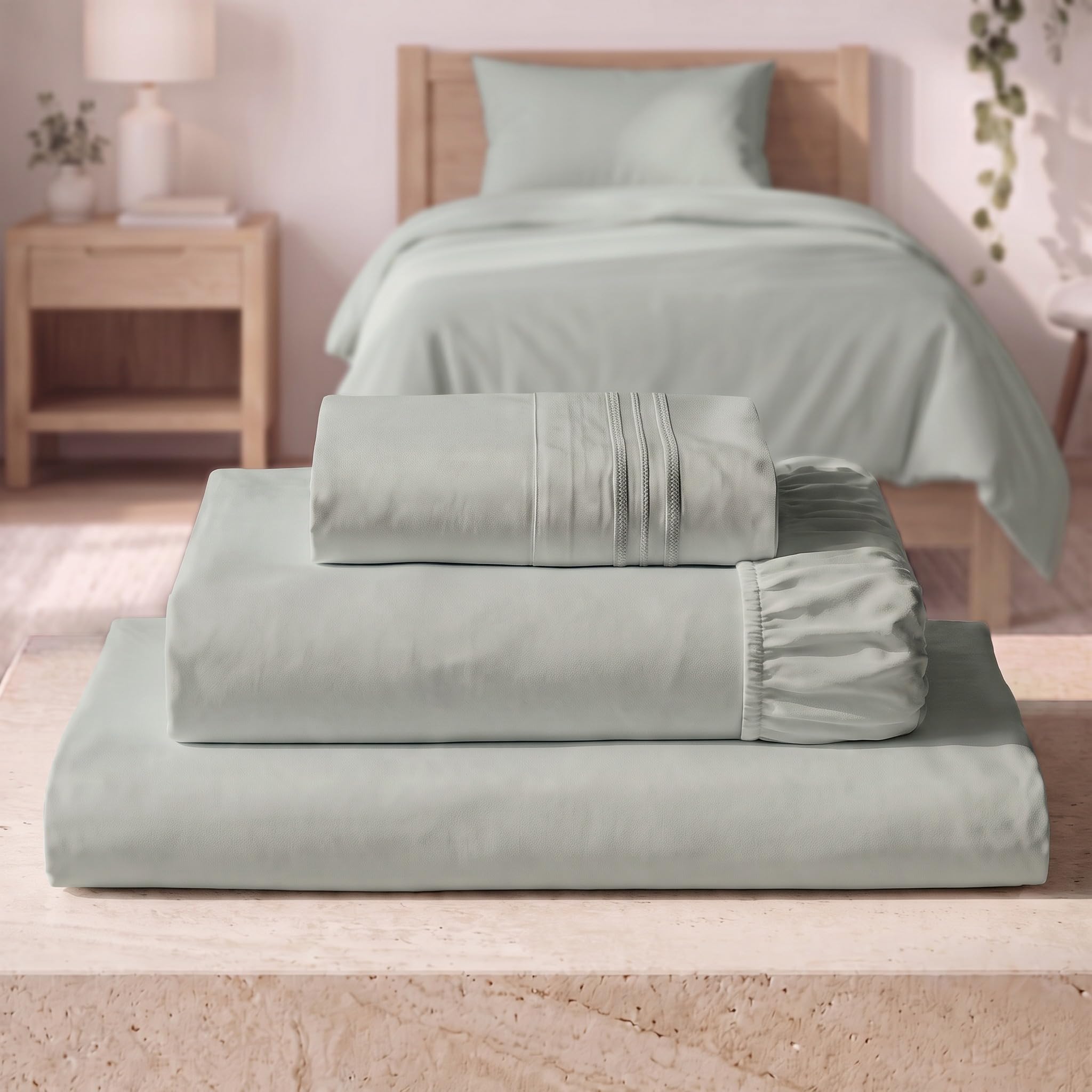 Mellanni Iconic 3-Piece, Ultra Soft Sheet Set (Twin, Spa Mint)
