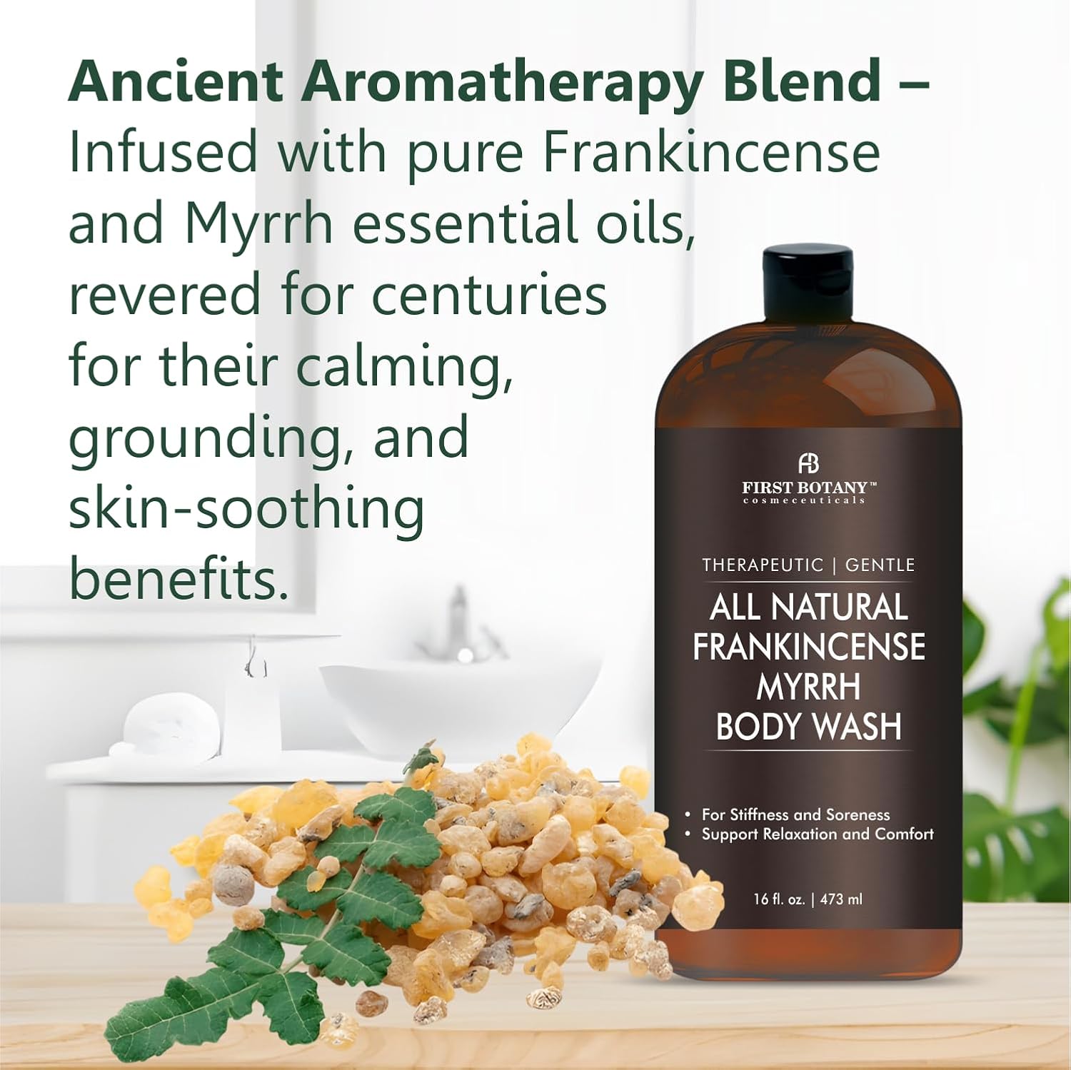 First Botany, ALL Natural Body Wash - Fights Body Odor, Athlete's Foot, Jock Itch, Nail Issues, Dandruff, Acne, Eczema, Shower Gel for Women & Men, Skin Cleanser -16 fl oz (Frankincense Myrrh) - Image 6