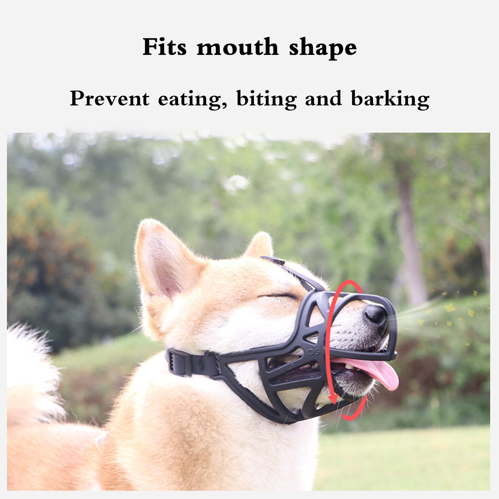 Kaganiec dla psa antyszczekowy, miękki kaganiec psów średniej wielkości, oddychający, regulowany, humanitarny design, otwierany z przodu, umożliwia dyszenie(Black No Reflective Tape,S)