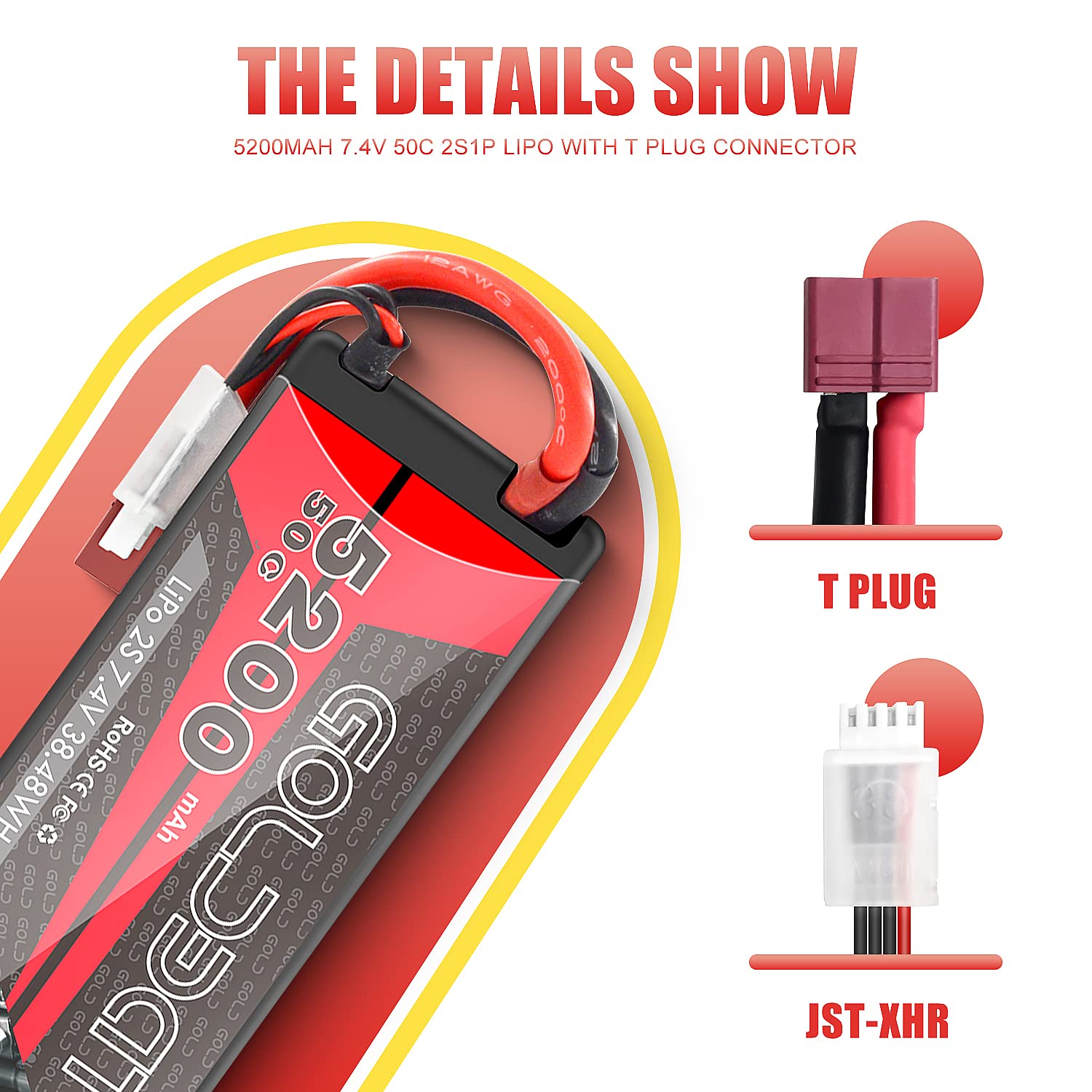 Amazon.co.jp: 7.4V リポバッテリー 5200 mAh 50C 2S RC リポ