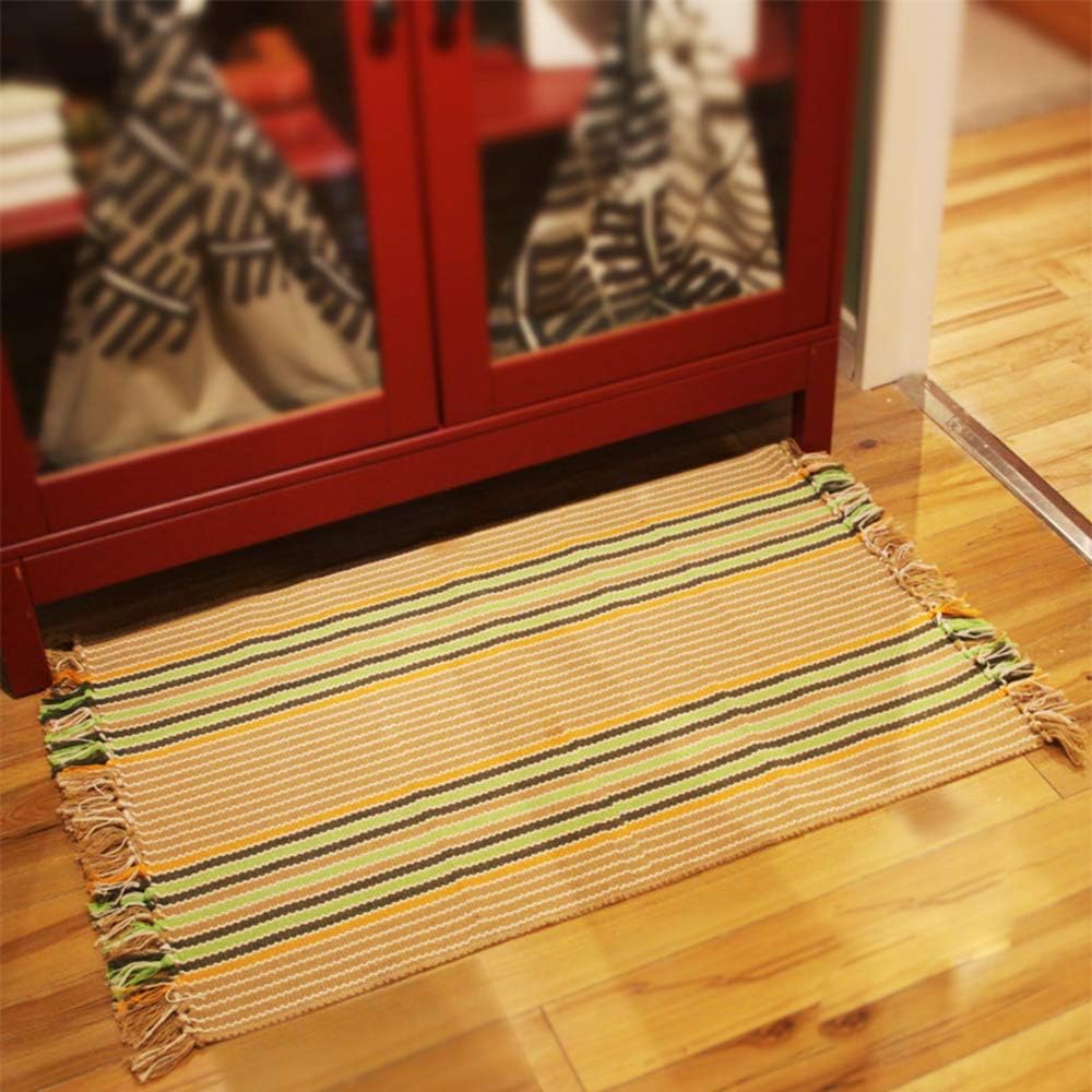 Bathroom,Hand Woven Print Tassels Throw Rugs Carpet Door Mat,Bedroom,Indoor White Area Rugs For Living Room,Tufted Cotton Area Rug Vintage-And 60 * 130cm