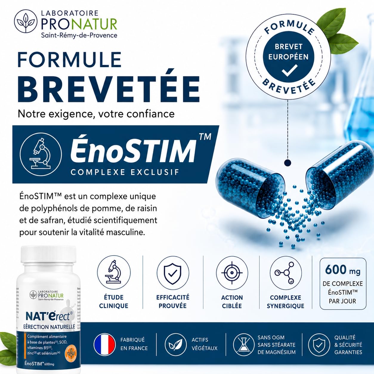 Flux Sanguin et Libido - Nat'Erect® L'ÉRECTION NATURELLE | Dosage ENOSTIM identique à l'étude Clinique