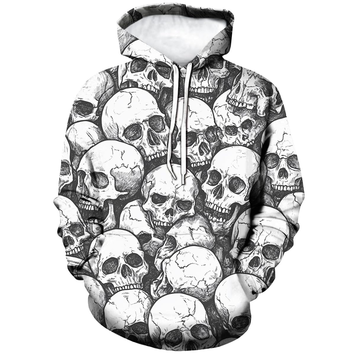 Felpa con Cappuccio Novelty Skull 3D Graphic Maglia di Tuta