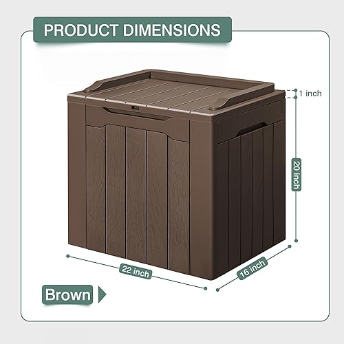 Miniatura 5 de GUNJI Caja de cubierta pequeña de 30 galones Caja de almacenamiento de resina impermeable al aire libre Contenedor de almacenamiento con cerradura