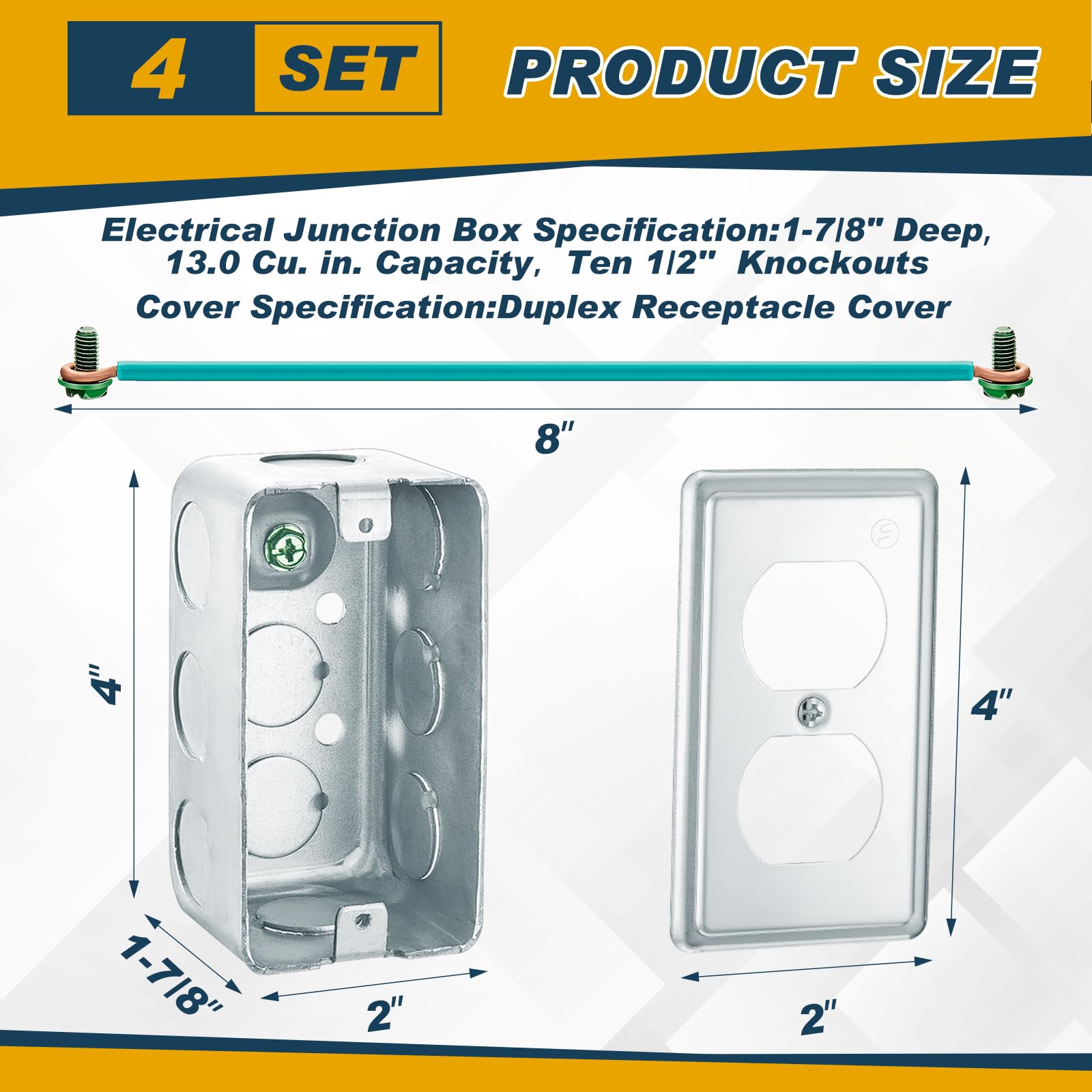2 Gang Box Copkim 4 Pcs Metal Receptacle Electrical Box Cover, Square ...