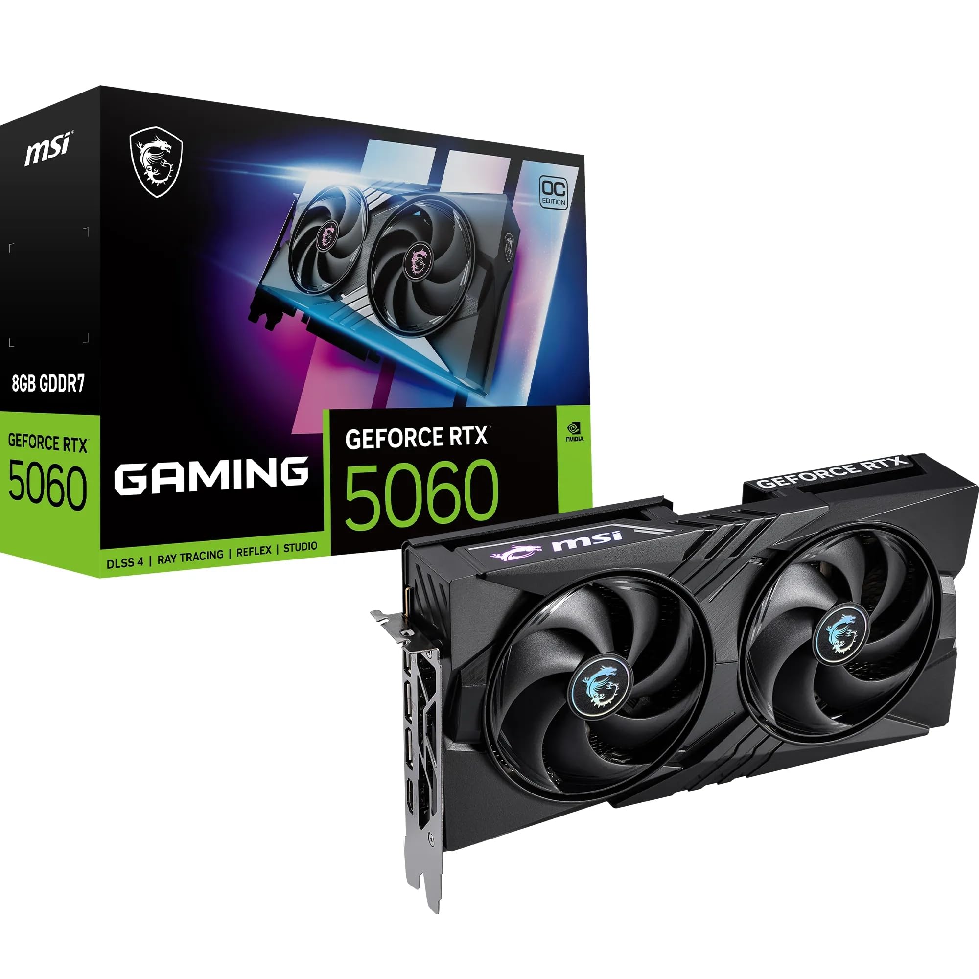 MSI GeForce RTX 5060 8G Gaming OC - 8GB GDDR7 (28Gbps/128-bit), PCIe 5, Boost: 2625 Hz, HDMI 2.1b, DisplayPort 2.1b