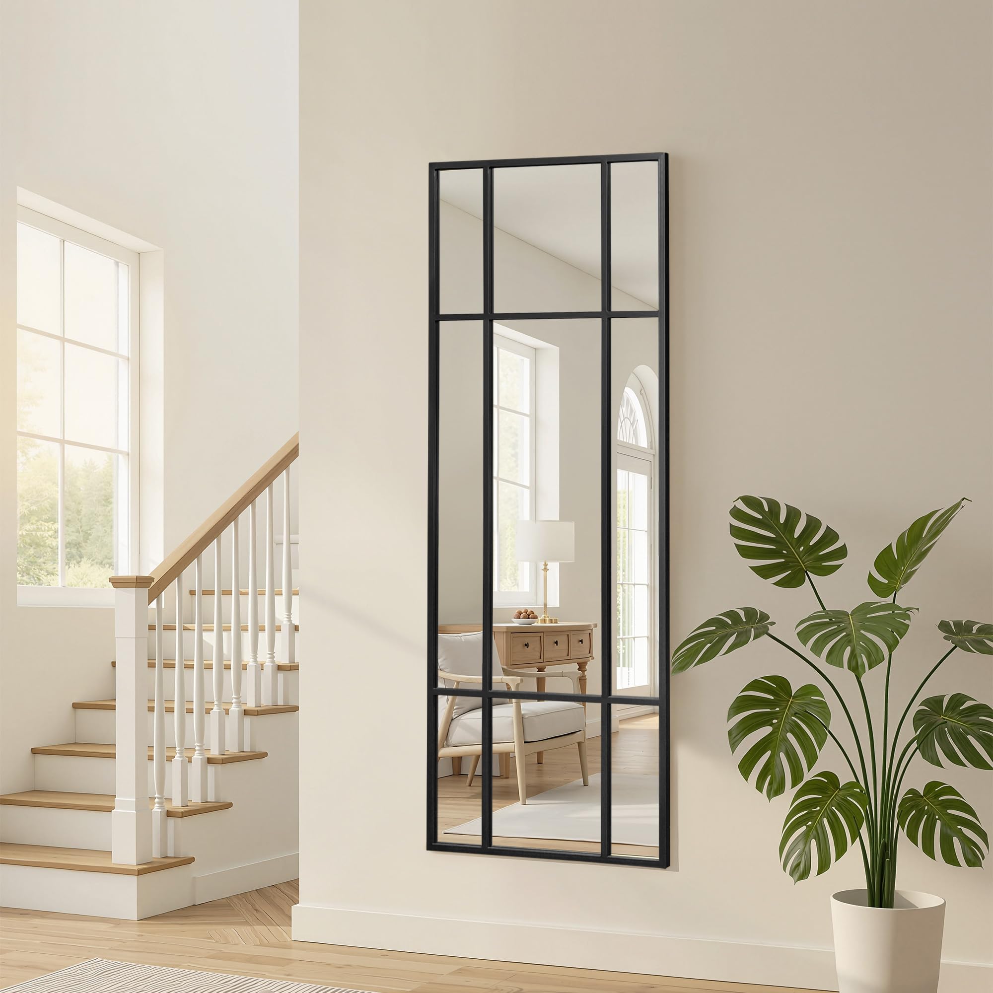 Casaphoria Rectangular Wall Mirror with Black Metal Frame, 63x24 Inches - Modern Bathroom &amp; Bedroom Mirror, Wall Mounted with Hardware Included for Living Room, Entryway or Hallway