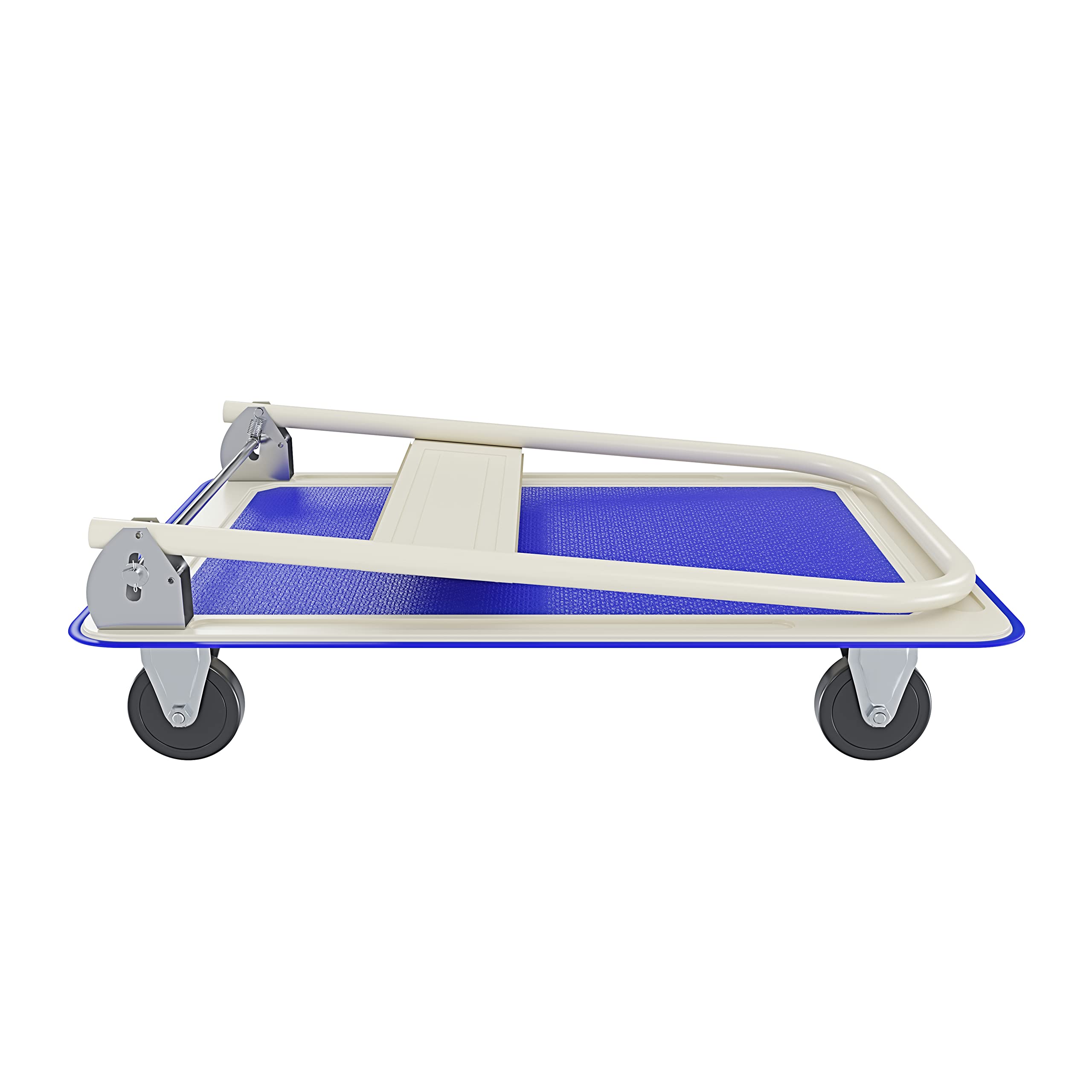 Carrello Richiudibile Pieghevole Tuttofare Portata 150 Kg Con 4 Ruote Carrellino Trasportatore A Piattaforma Pianale In Acciaio Rivestimento Antiscivolo Portapacchi Per Trasporto 82 x 48 x 72 Cm Blu