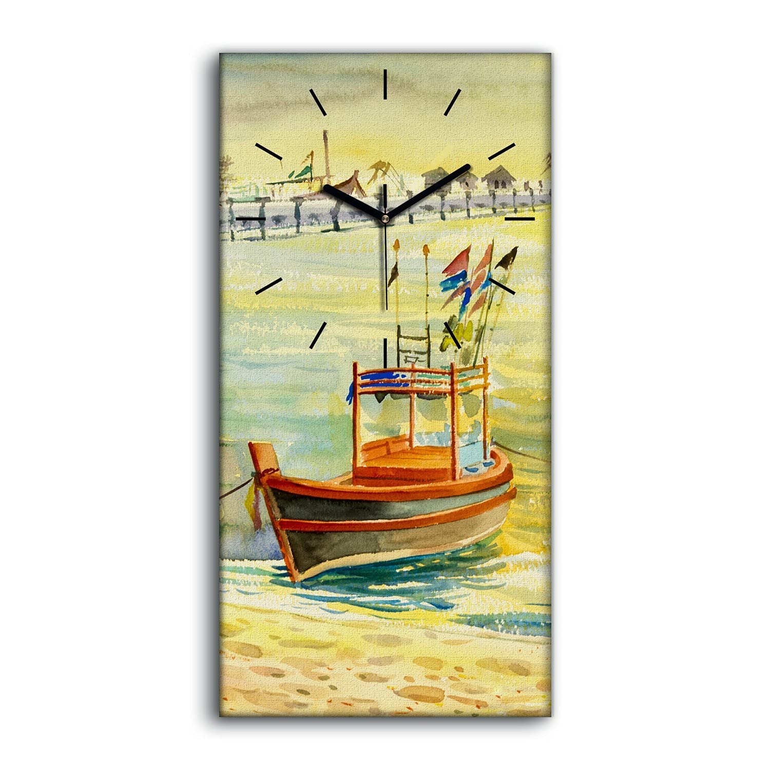 Horloge sur Toile Salon et Chambre Ambiance Bord de Mer Moderne 30x60cm