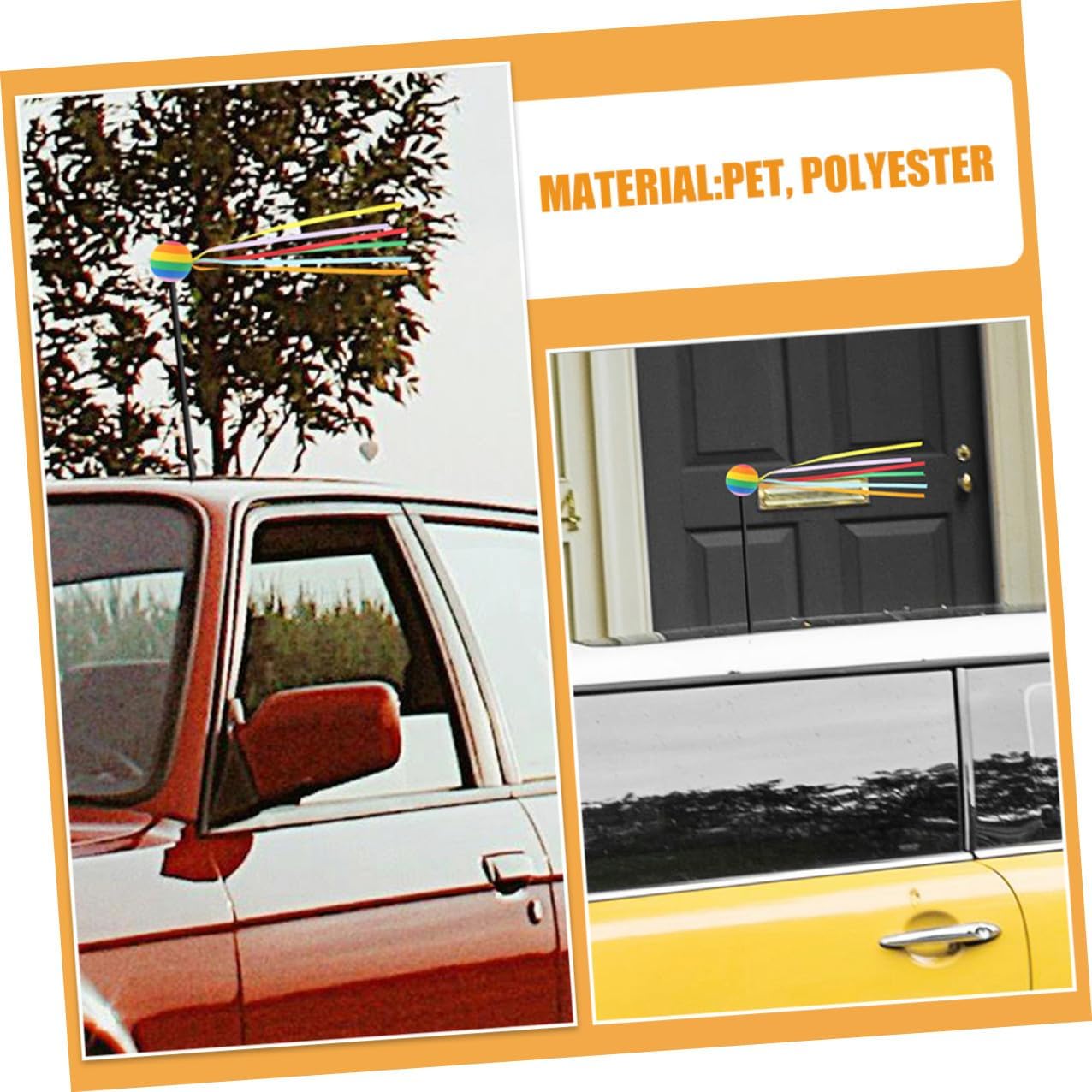 ORFOFE 4pcs Car Antenna Ball Topper Set with Colorful Ribbon, Splashproof Exterior Ornament for Truck and SUV, Sturdy Car Roof Accessory for Weather Resistance