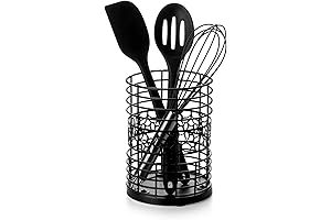 Nucookery Black Metal Holder: Utensil Organizer for Countertop