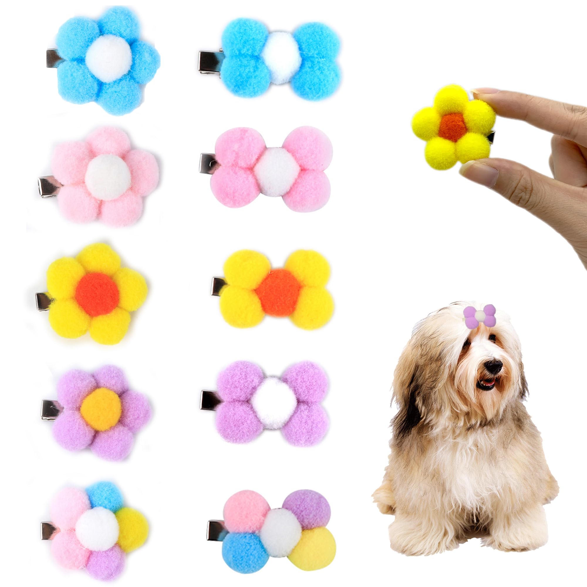 DHER 10 Pieces Dog Hair Clips Pet Hair Bows Pet Hair Clips Small Animal Hair Clips Super Cute Dog Headdress Cute Cat and Dog Party Supplies (C)