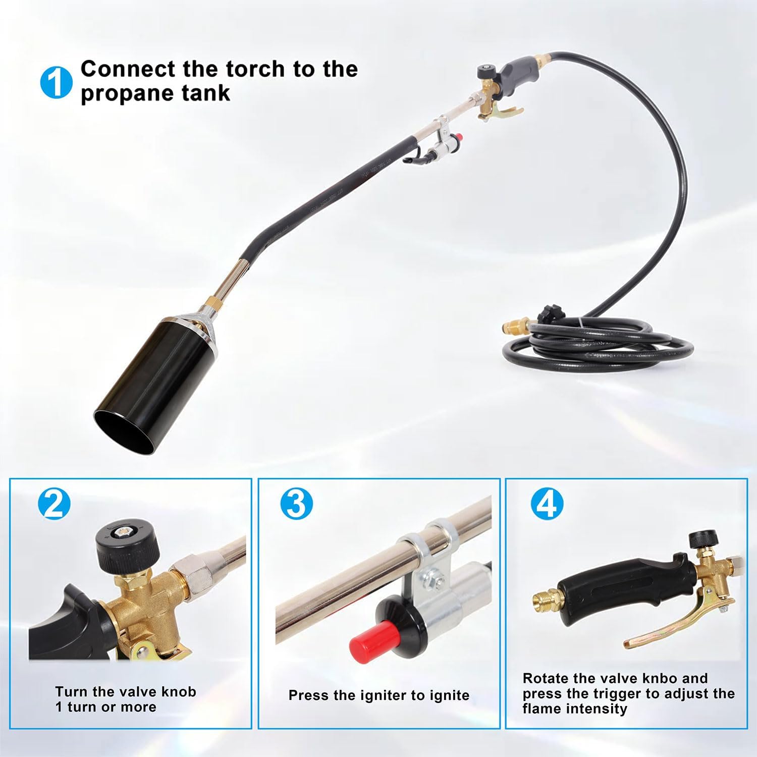 Propane Torch Weed Burner Kit, Blow Torch, High Output Flame Torch with 10FT Hose, Heavy Duty Flame Weeder with Igniter for Garden, BBQ