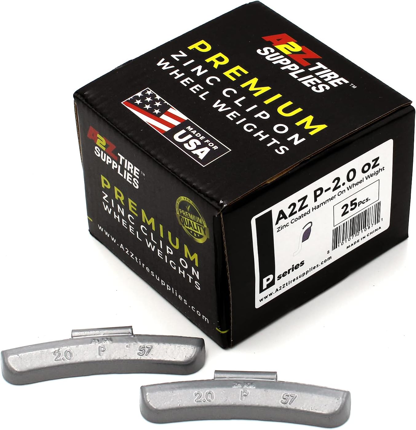 P Series Hammer on ZINC Wheel Weights Coated (2.0oz) Box of 25pcs