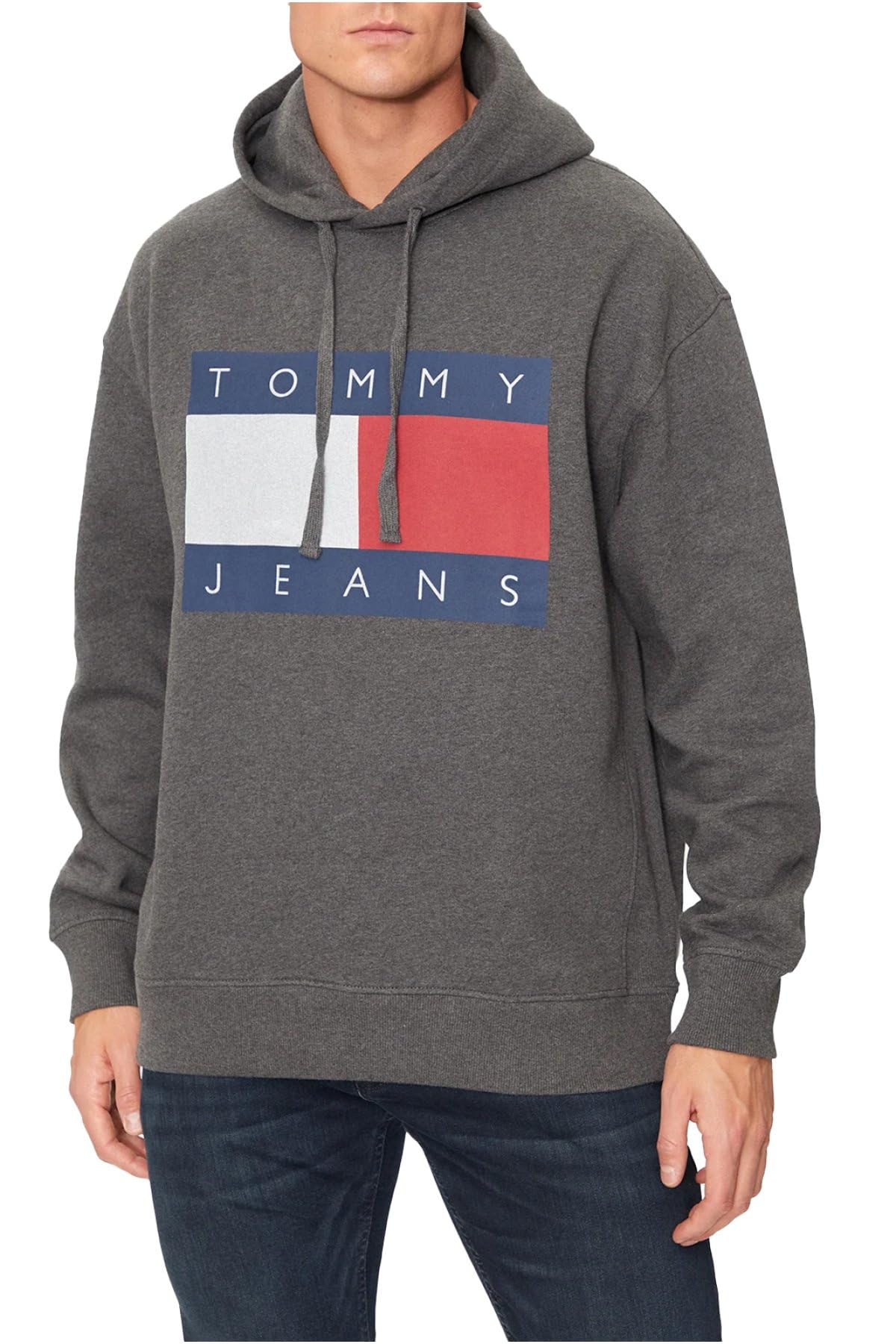 Tommy Jeans bluza męska kolor szary z kapturem z nadrukiem DM0DM20591