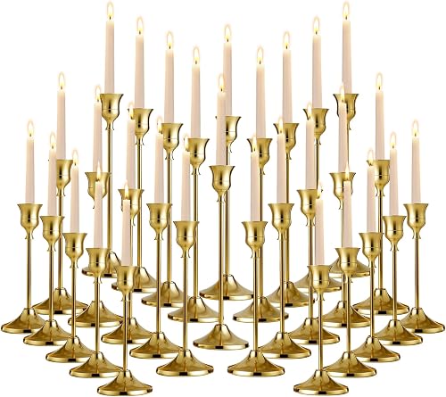 SylvaCraft Brass Gold Candle Holders Rustproof Taper Candlestick Holders for Hol