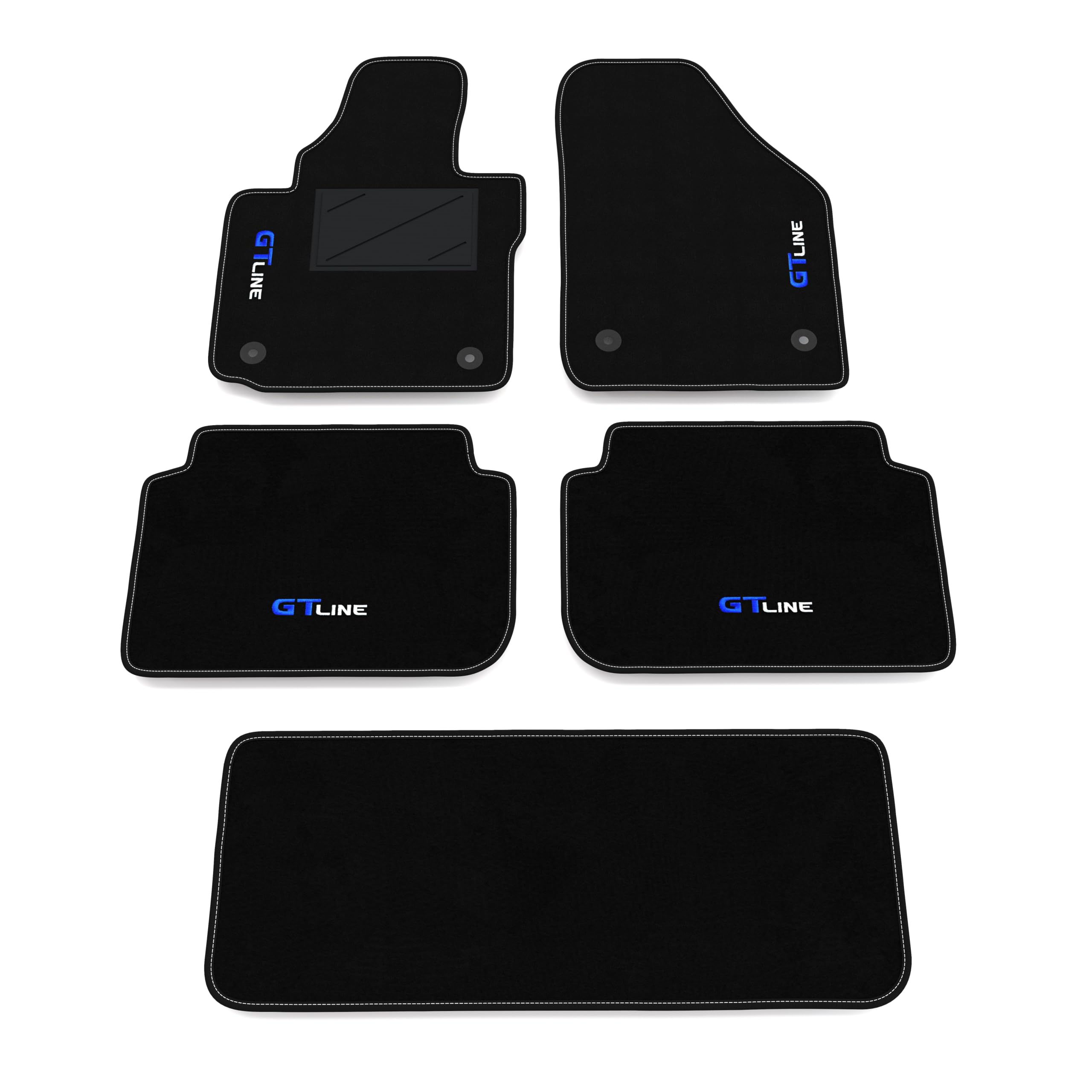 Kit de Alfombrillas compatibles con Volkswagen Touran 7 plazas 2003-2015 | Alfombrillas a Medida de moqueta, Bordado GT Line, Alfombra a Medida