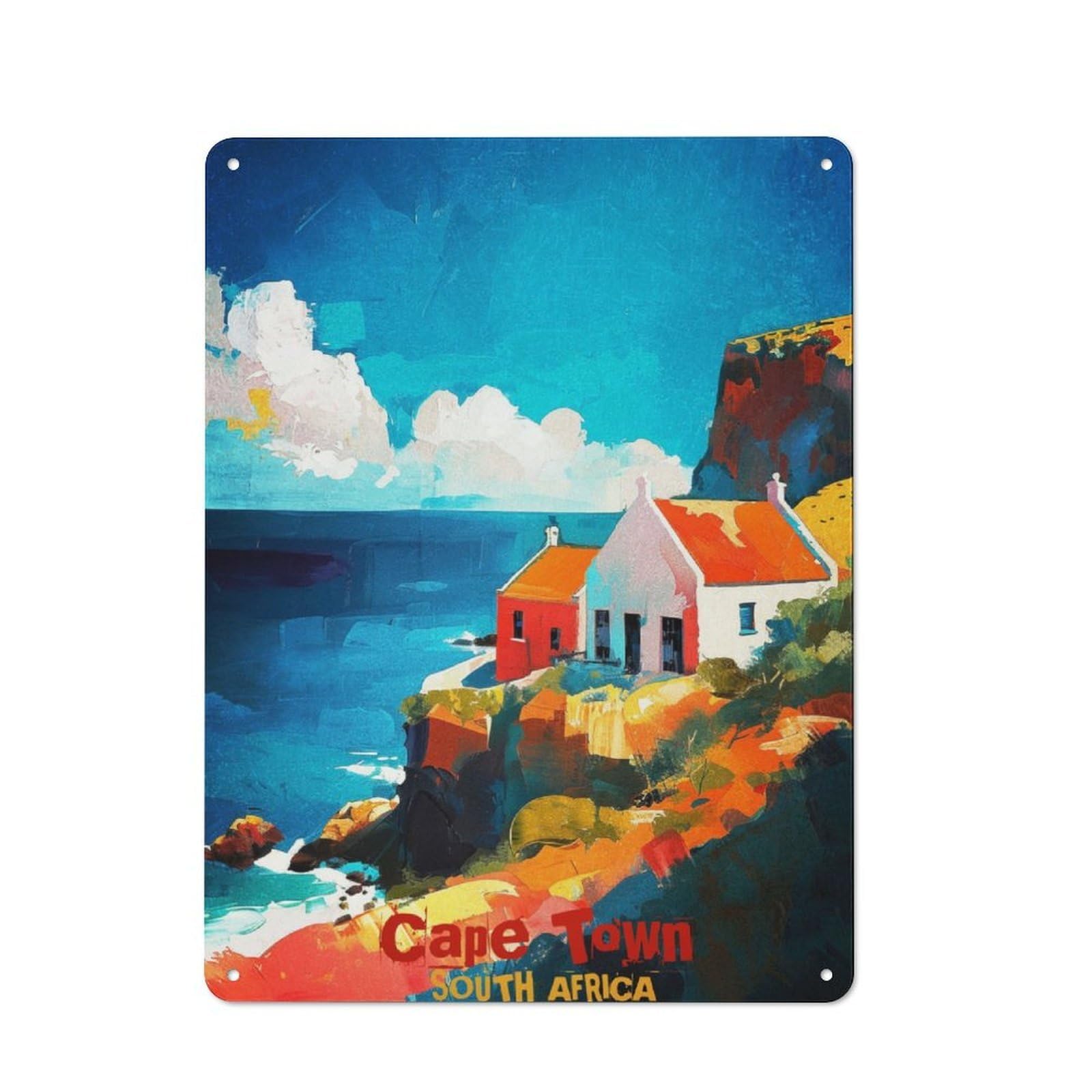 Junmoney Cape Town Art Tin Wall Plaque 40X30cm With For Bar Or Restaurant, Suited To Bar Decor Enthusiasts