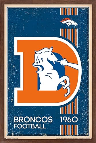 Miniatura 7 de Trends International NFL Denver Broncos - Póster de pared con logotipo retro 14, 19 pulgadas de largo x 13 W, versión premium sin marco Versión