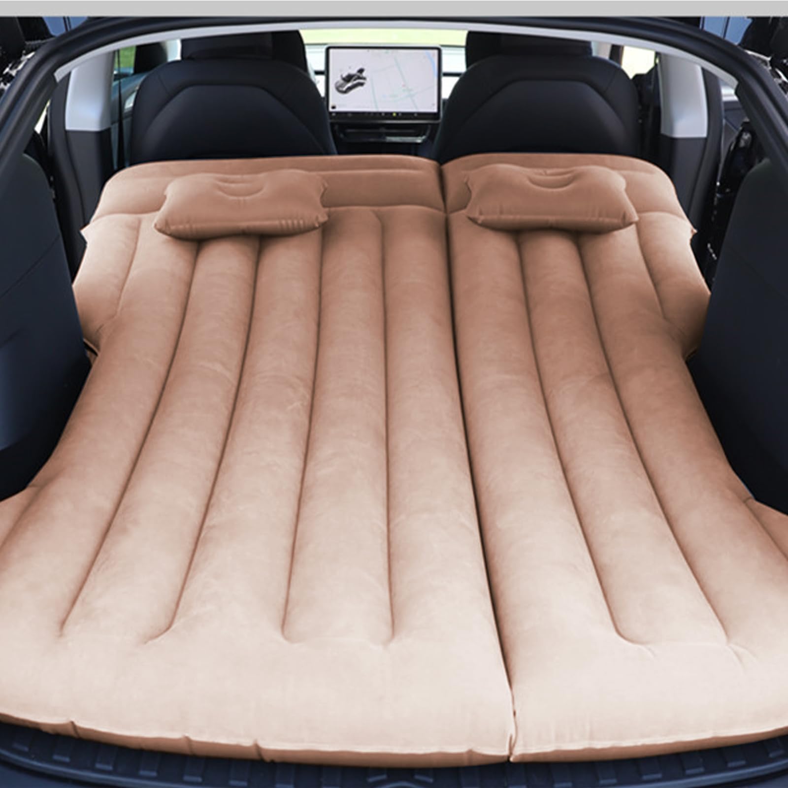 Vinteky Matelas Gonflable,Matelas Pneumatique pour Voiture lit de Camping Matelas Portable épais pour La Maison,Camping Voyager pour Tesla Model Y (Beige)