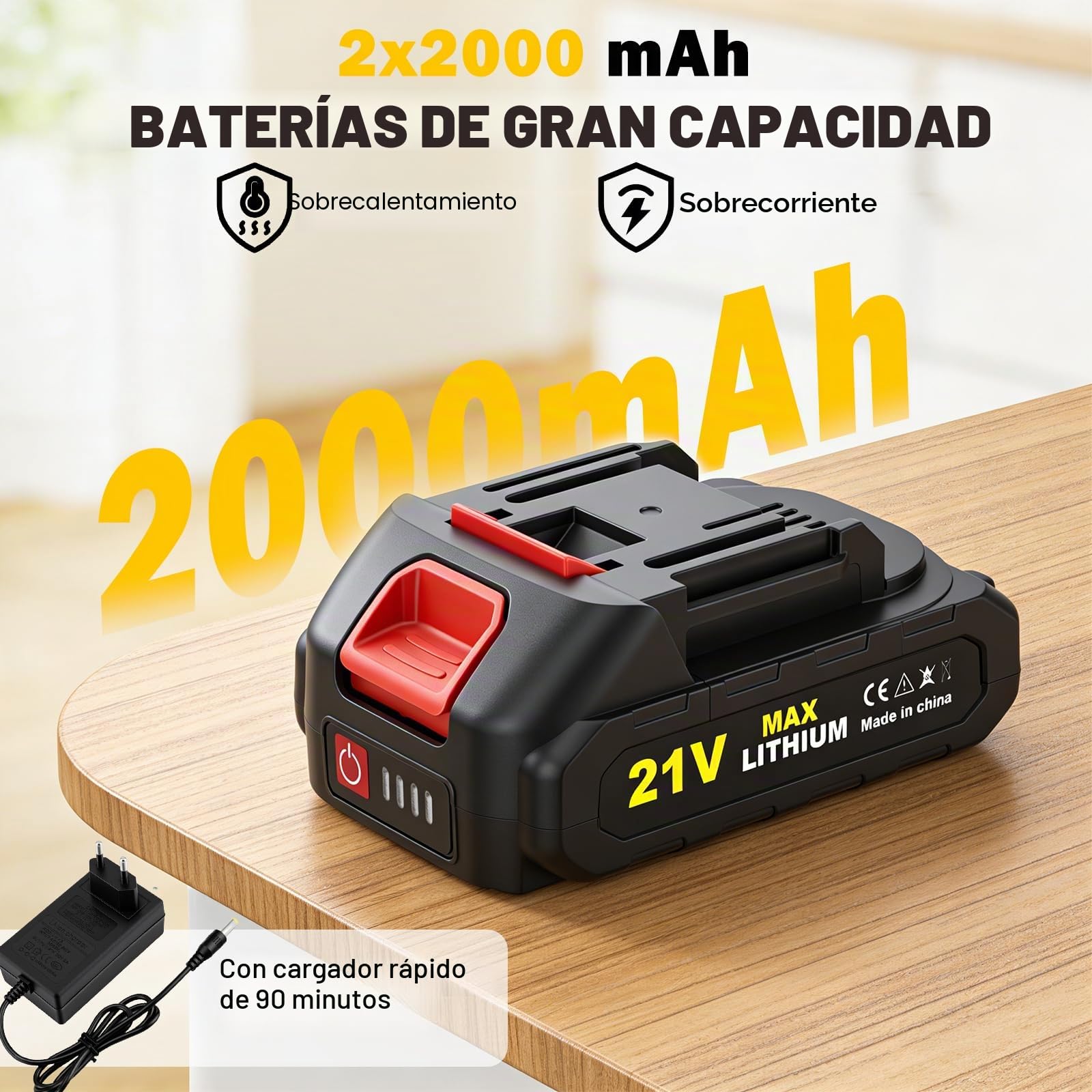 Pistola Silicona Eléctrica, Inalámbrica Pistola de Cartuchos de batería con 2 x 2000 mAh, 6 velocidades, luz LED, Kit de boquillas para calafatear, Pantalla LCD para Cartuchos de 300 ml