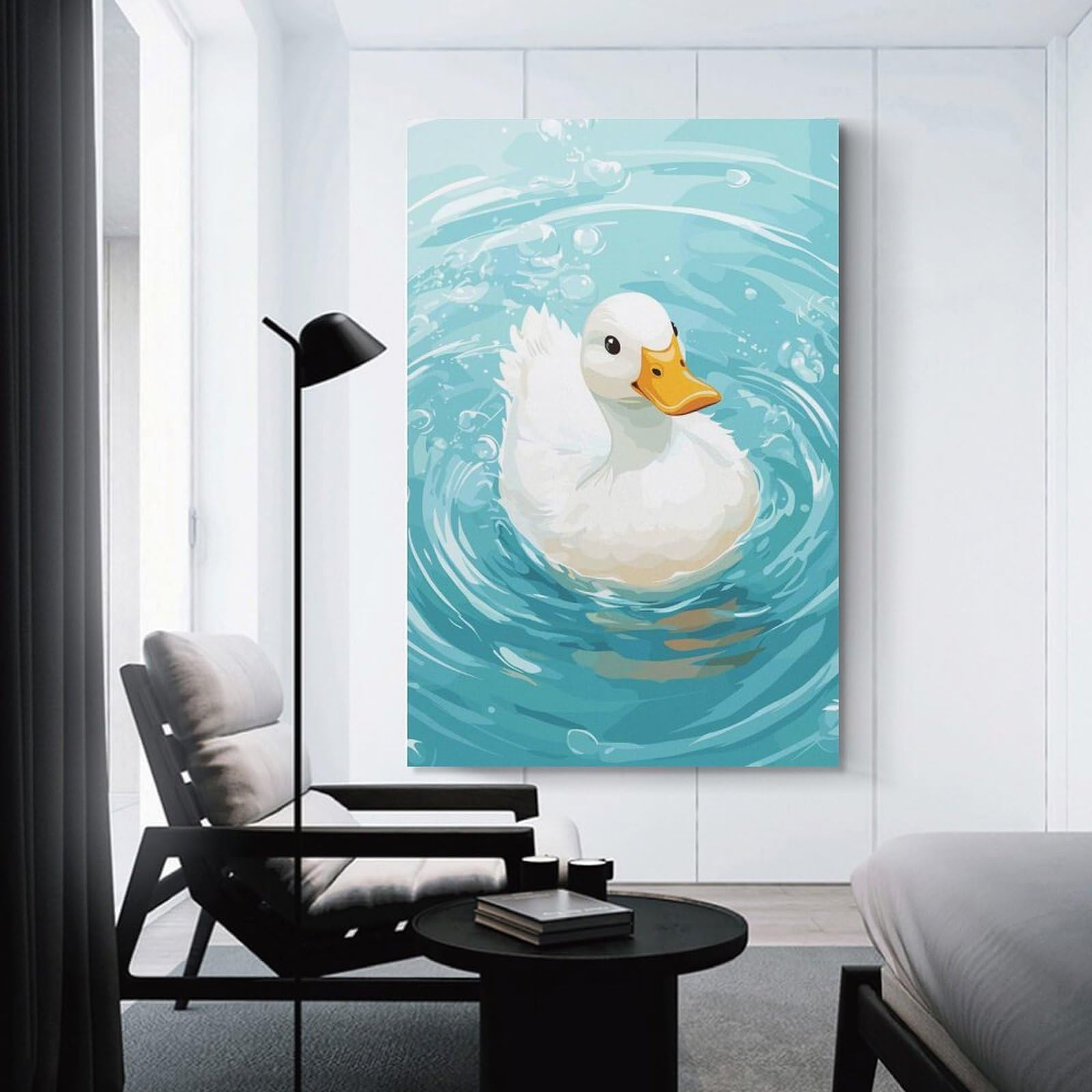 Junmoney Duckling in Water Hanging Wall Art 24x36inch(60x90cm), for Front Hall, Corridor Or Welcome Spaces, Wall Decor to Refresh Empty Corners