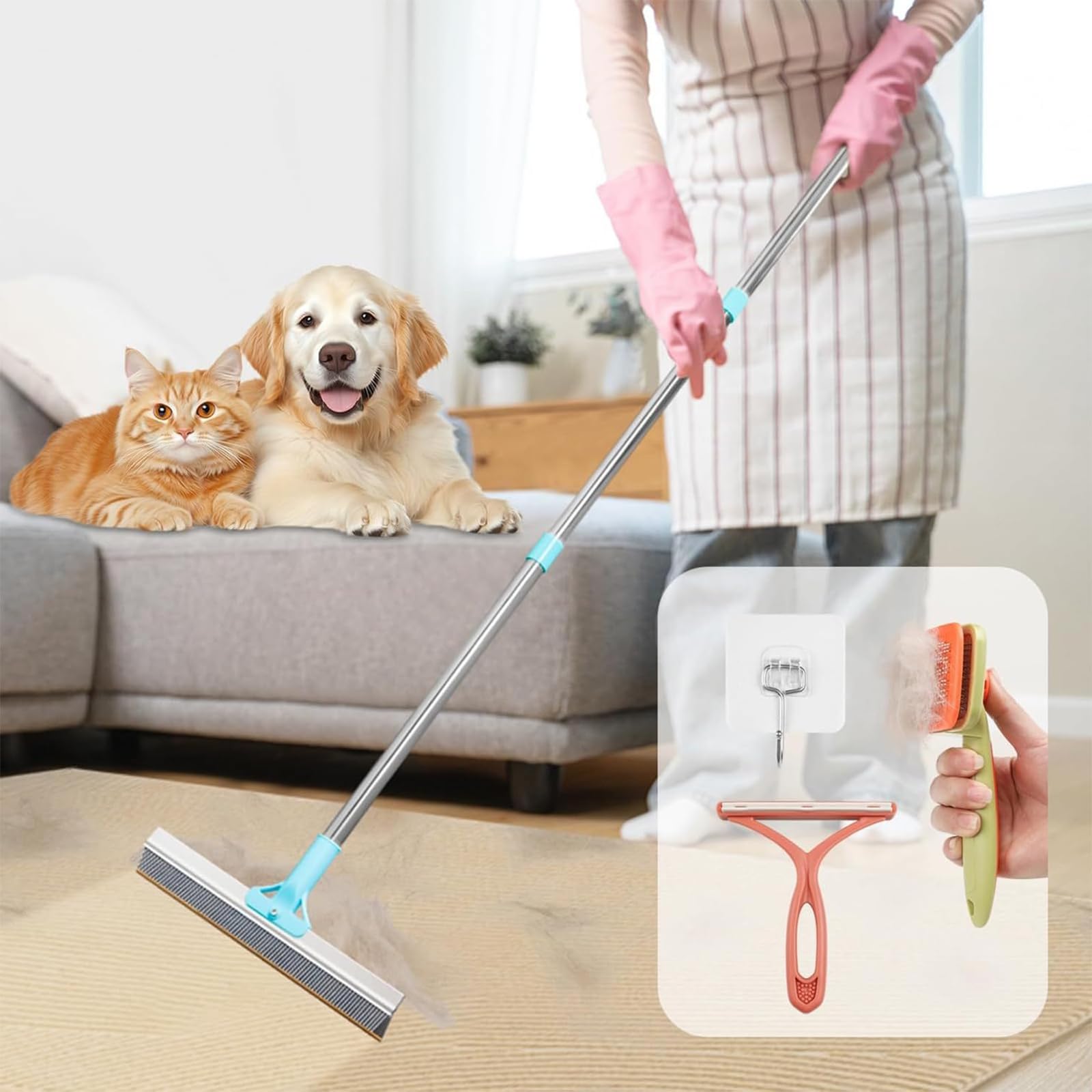 2 Strumento leggero per rimuovere i cani e gatti Spazzola per rimuovere i con manico in alluminio Strumento per rimuovere animali domestici per vari tipi