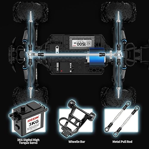 Miniatura 7 de Hosim Coche de control remoto de alta velocidad 110 a 68 KMH y coche de control remoto a escala 110 de más de 48 KMH para adultos y niños
