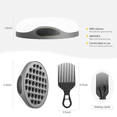 Miniatura 2 de Cepillo de silicona para rizos con peine, peine para rizar el cabello con cavidades espiralizadas, herramienta de cabello de uso de dos caras para