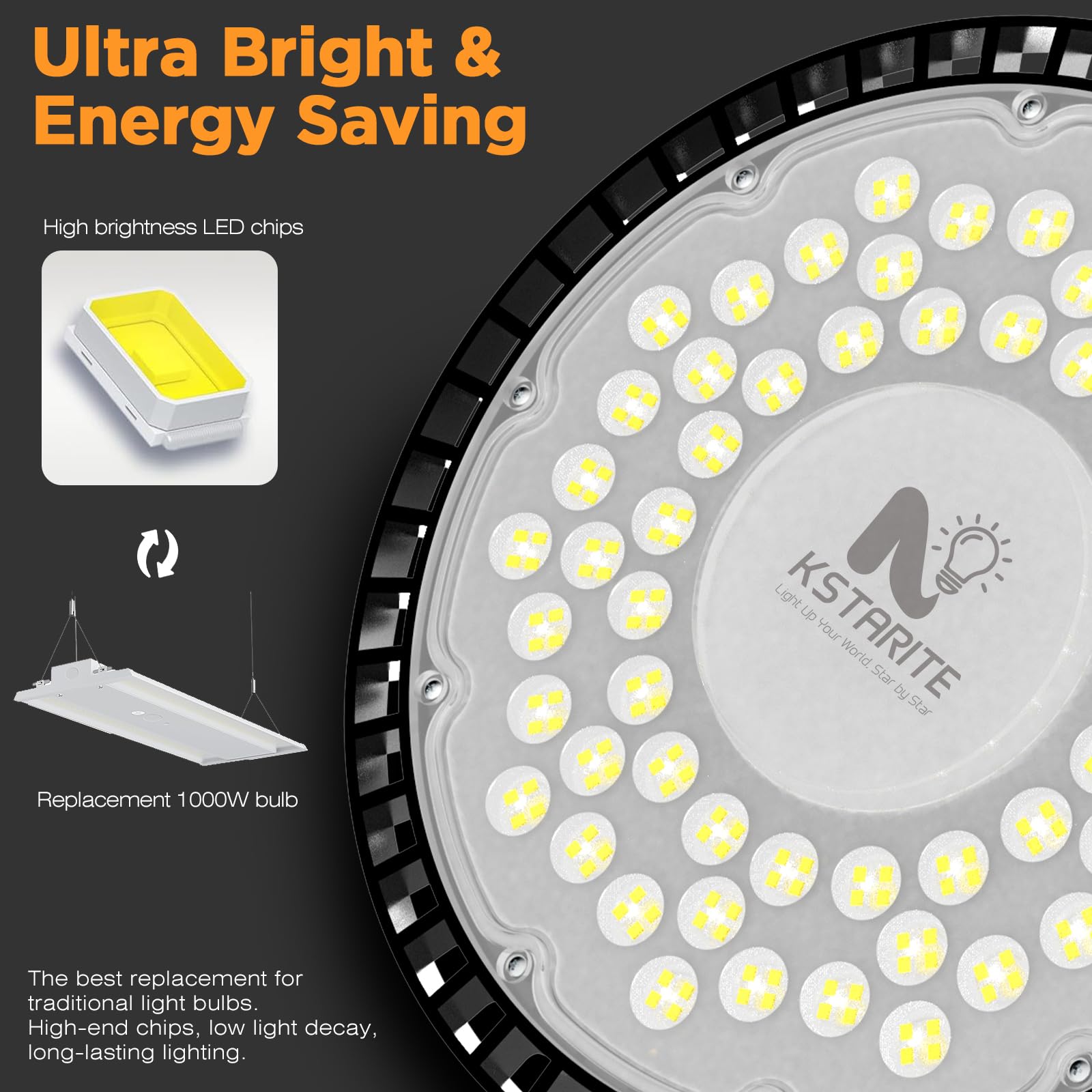 320W 4 Pack UFO High Bay Light LED Shop Lights 45000LM Garage Lights 6500K LED Barn Light Industrial — view 3