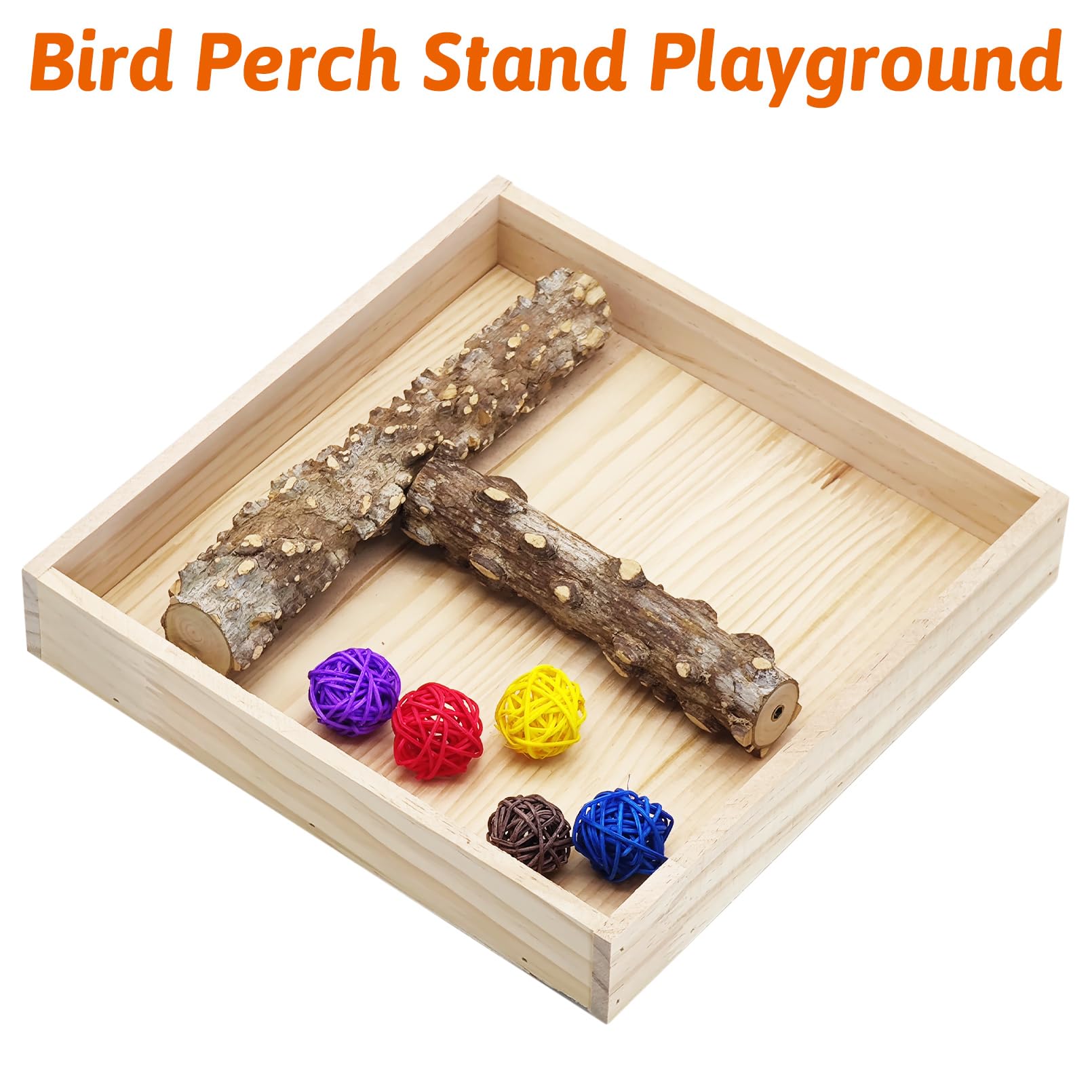 BNOSDM Portable Bird Perch Stand with Potty Tray, Natural Wood Tabletop Training Gym Parrot Playground Toy for Budgies, Cockatiels, Lovebirds,Conures - image 5