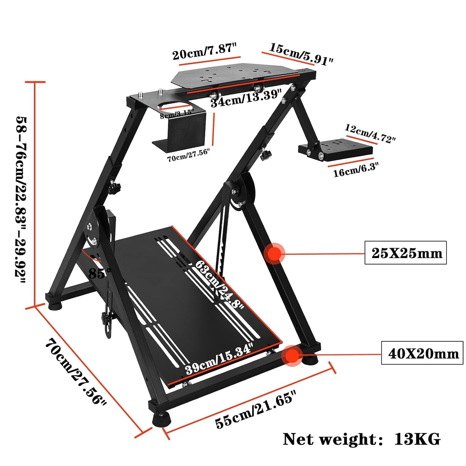 Supllueer Foldable Steering Wheel Stand Fit for Logitech Thrustmaster Fanatec G923 G25 G27 G29 G920 T248 T300RS T300 T500 X Shape Sim Racing Stand Racing Simulator, No Shifter Handbrake Wheel Pedal
