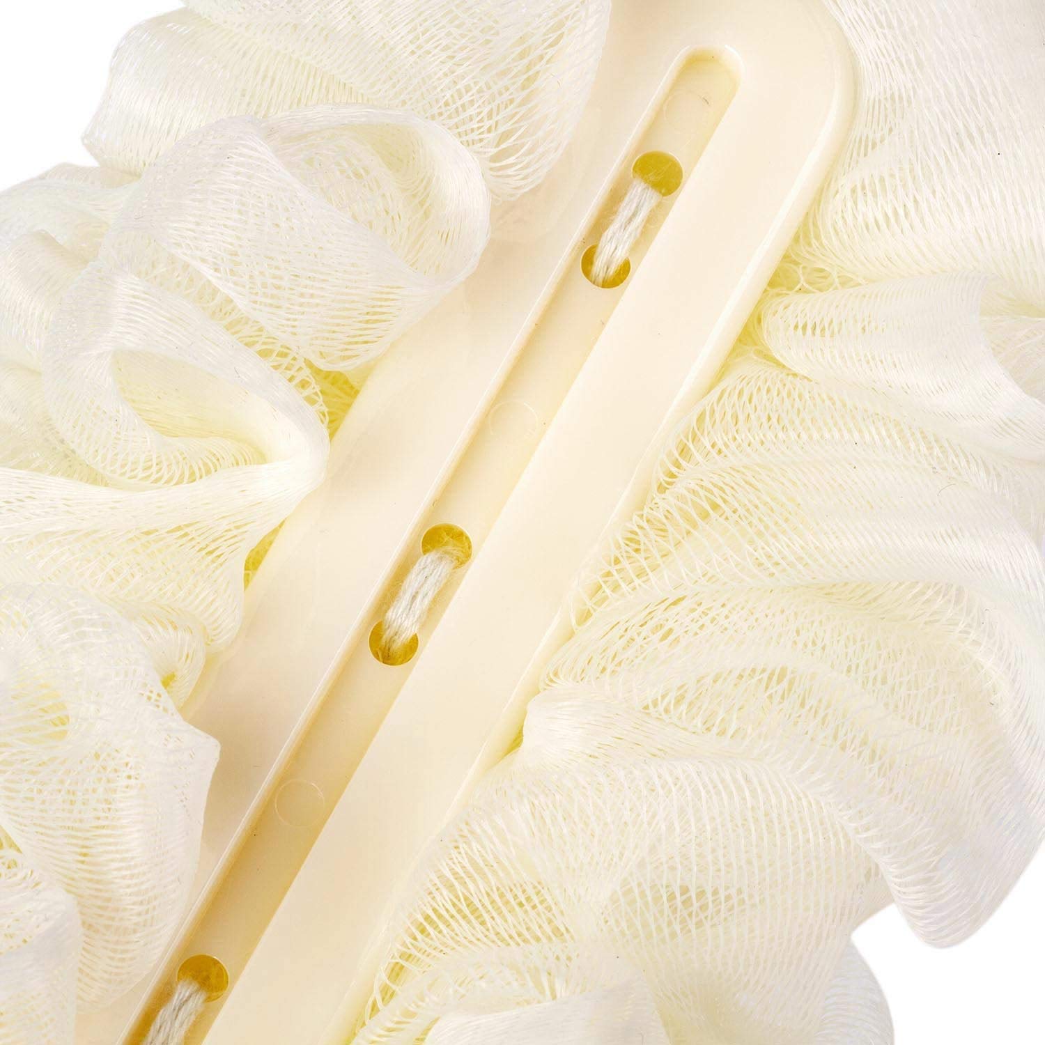 Lufa - Scrubber posteriore per doccia con manico lungo, spazzola per doccia in spugna da bagno, morbida rete di nylon, spazzola da bagno per donne e uomini, accessori da bagno (3 pezzi, bianco)