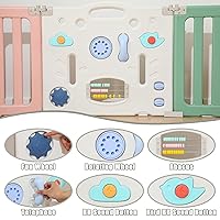 Vista 6 de Parque infantil para bebé, corralitos plegables para bebés y niños pequeños, corralito extra grande de 22 paneles, valla portátil de astronautas