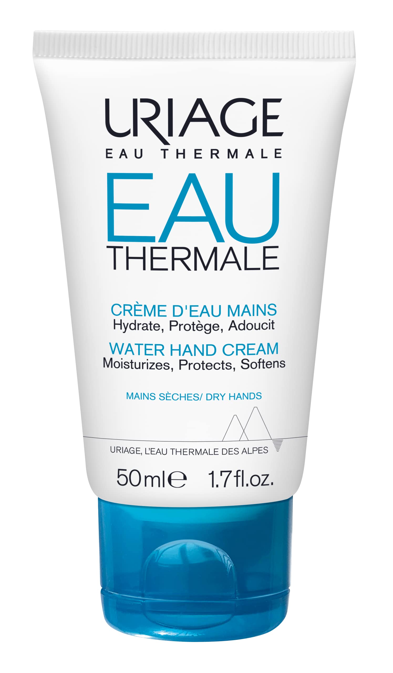 Uriage Eau Thermale Crème d'Eau Mains - Beurre de Karité - Nourrit, Protège - Renforce et Hydrate les Ongles - Texture Légère, Absorption Rapide - Parfum Fruité et Floral - Résistante à l'Eau - 50ml