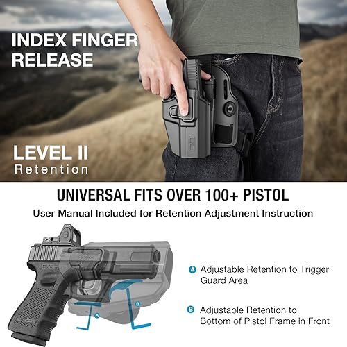 Miniatura 3 de Universal Tactical Drop Leg Holster, Optic Cut-Fit Most Pistol, Thigh Holster for Glock 17 19 19X 43X 26, Beretta 92FS, M&P 9mm/.40, Sig P320, Funda