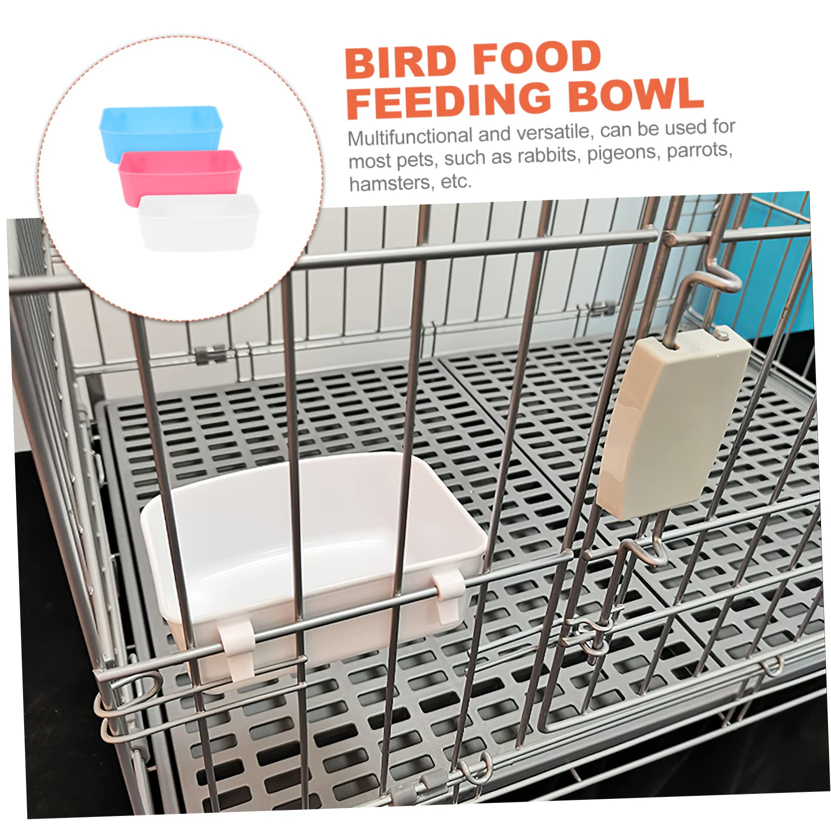 BESPORTBLE 3Pcs Portable Bird Feeder Durable Bird Water Feeders Food Bowls for Cage for Parrots Cockatiels Budgies Easy to Install Washable Reusable