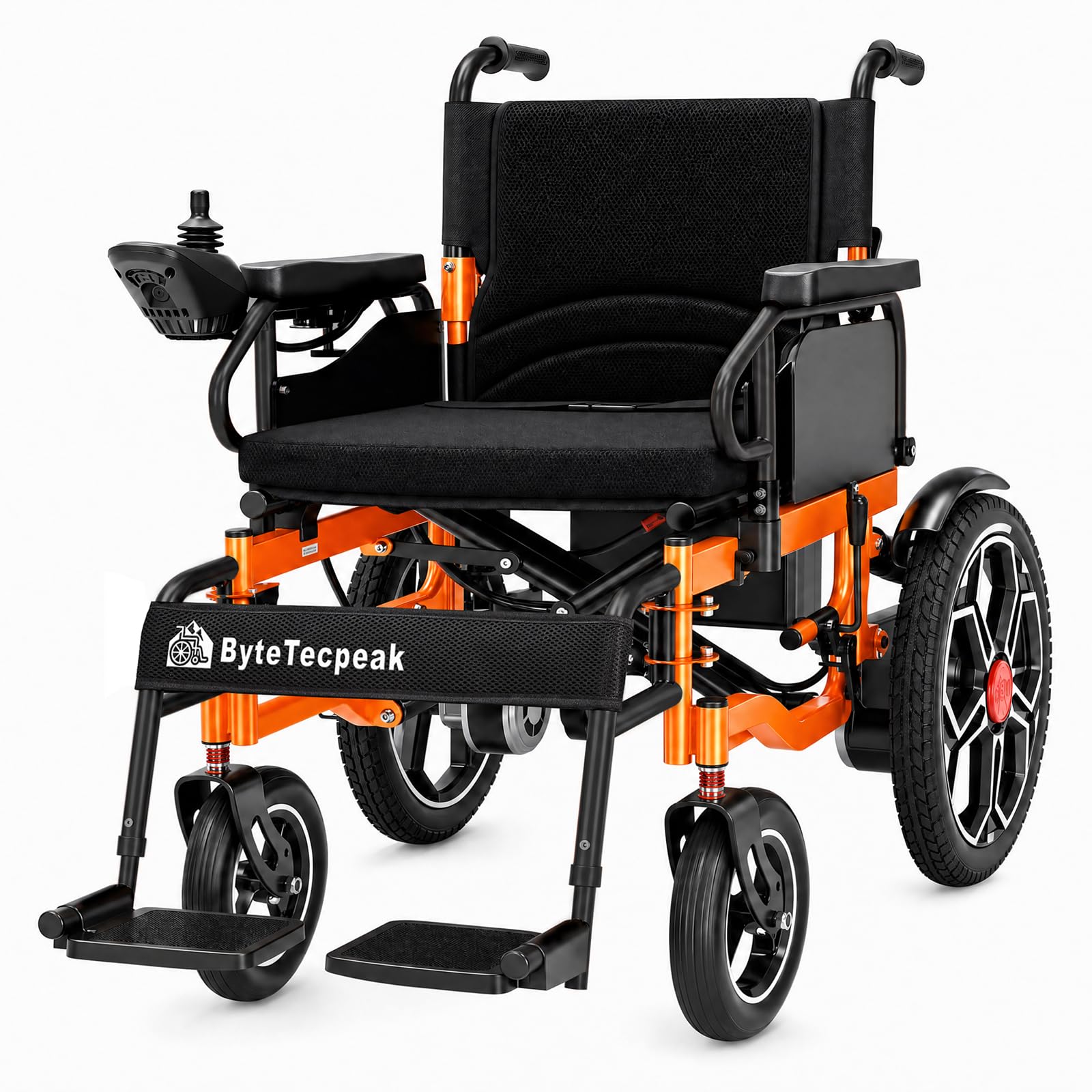 Elektrorollstuhl 30 km Reichweite, ByteTecpeak D09 Breiter Sitz für große Personen, 500W Motor, 20Ah Akku, Faltbar & Tragbar, 150 kg Tragkraft, Outdoor & Alltag, Hindernisse bis 5 cm überwindbar