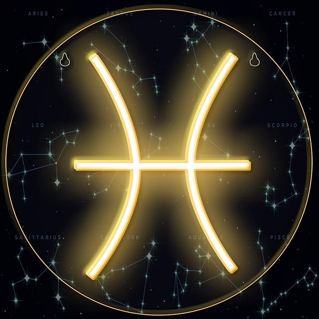 Zodiac Horoscope Neon Signs, Pisces Neon Light for Wall Decor, 12" Constellation LED USB Powered and Astrology Neon Signs for Baby Room, Bedroom, Living Room, Gift for Girls, Birthday Decoration