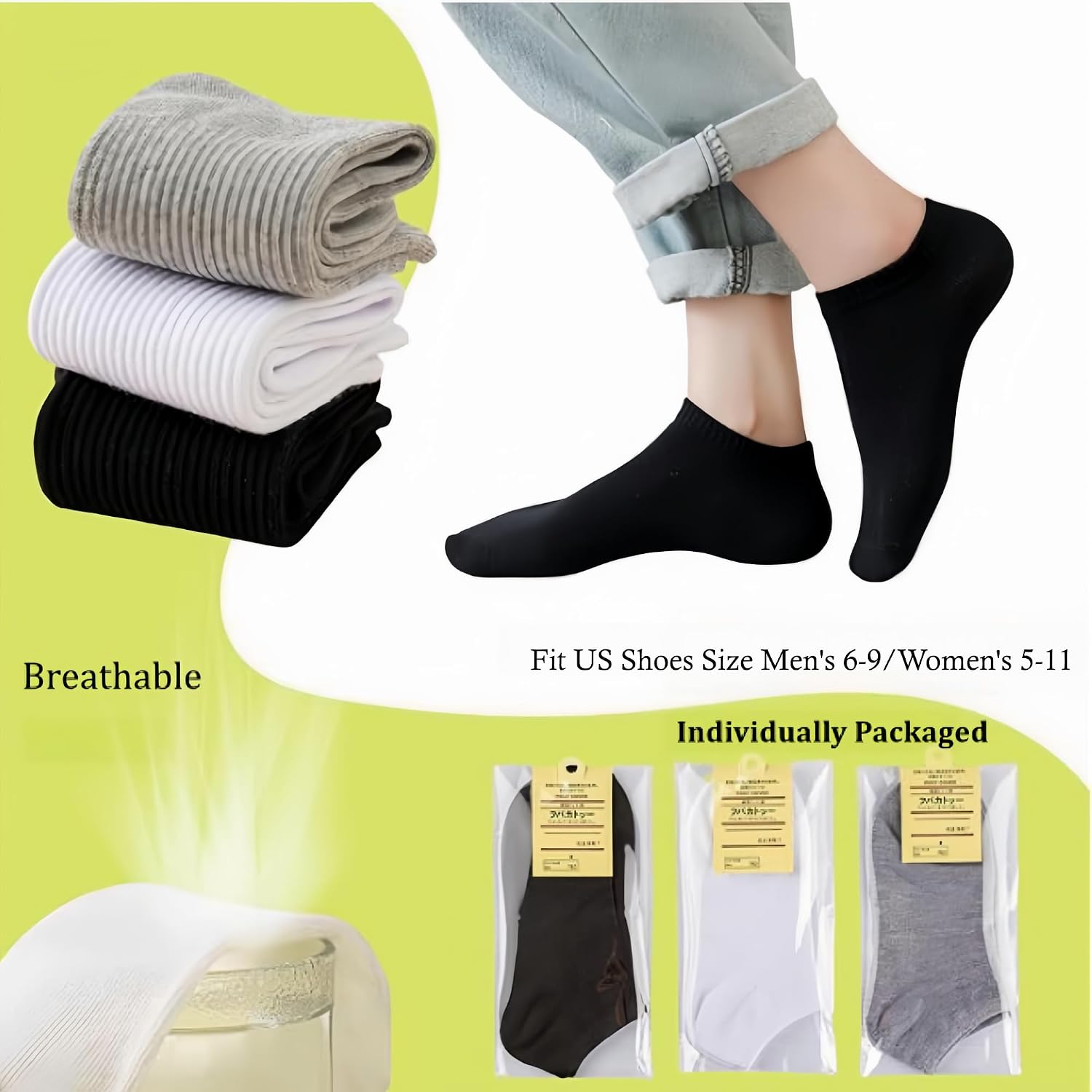 Bulk Socks 60 Pairs Individually Wrapped For Mens & Women One Size image 3